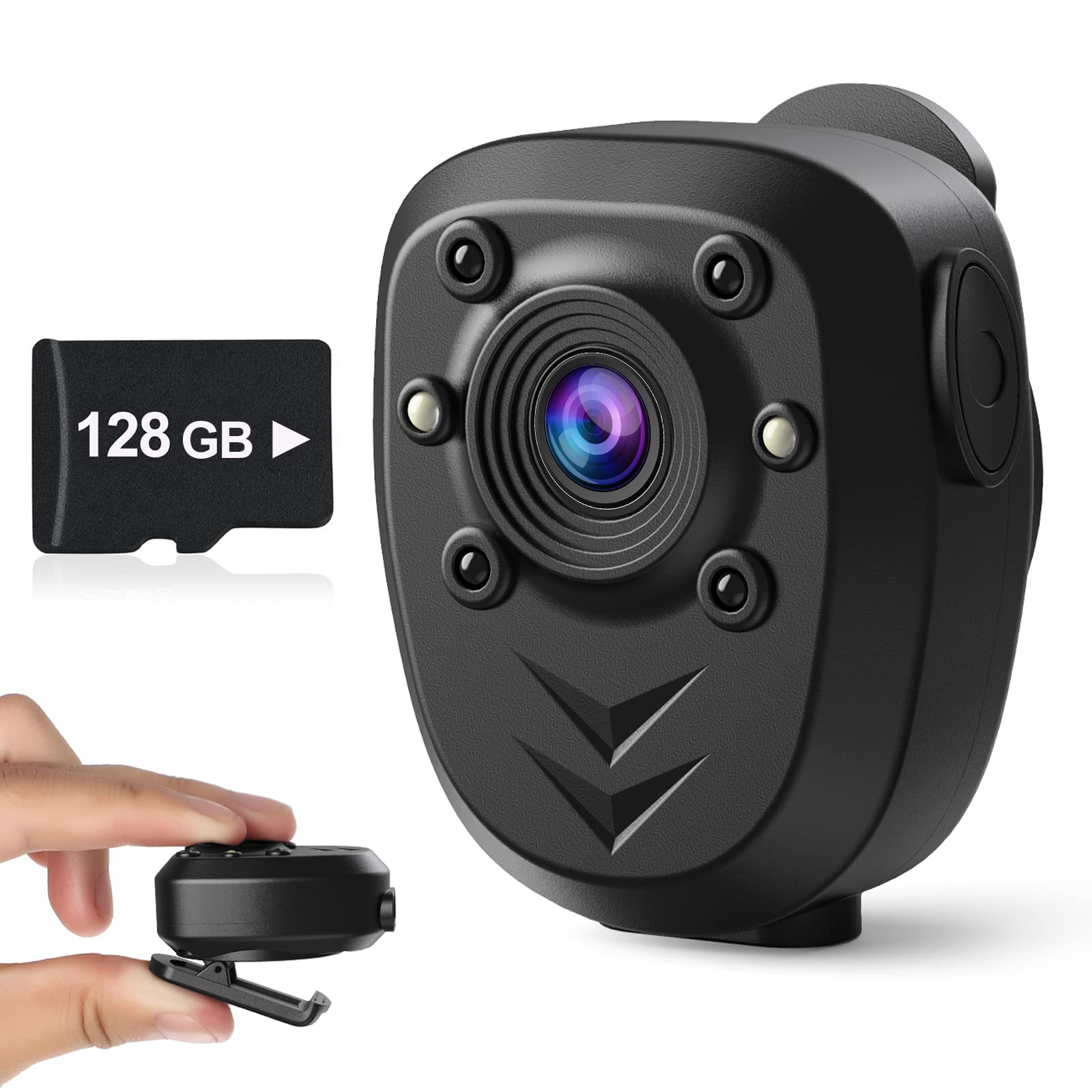 Mini Body Camera Video Recorder Built In 128Gb Memory Card With Night Vision Ir & Loop Record Hd 1080P, 4 6 Hr Battery Life Wearable Police Cam For Home, Outdoor, Law Enforcement, Security Guard