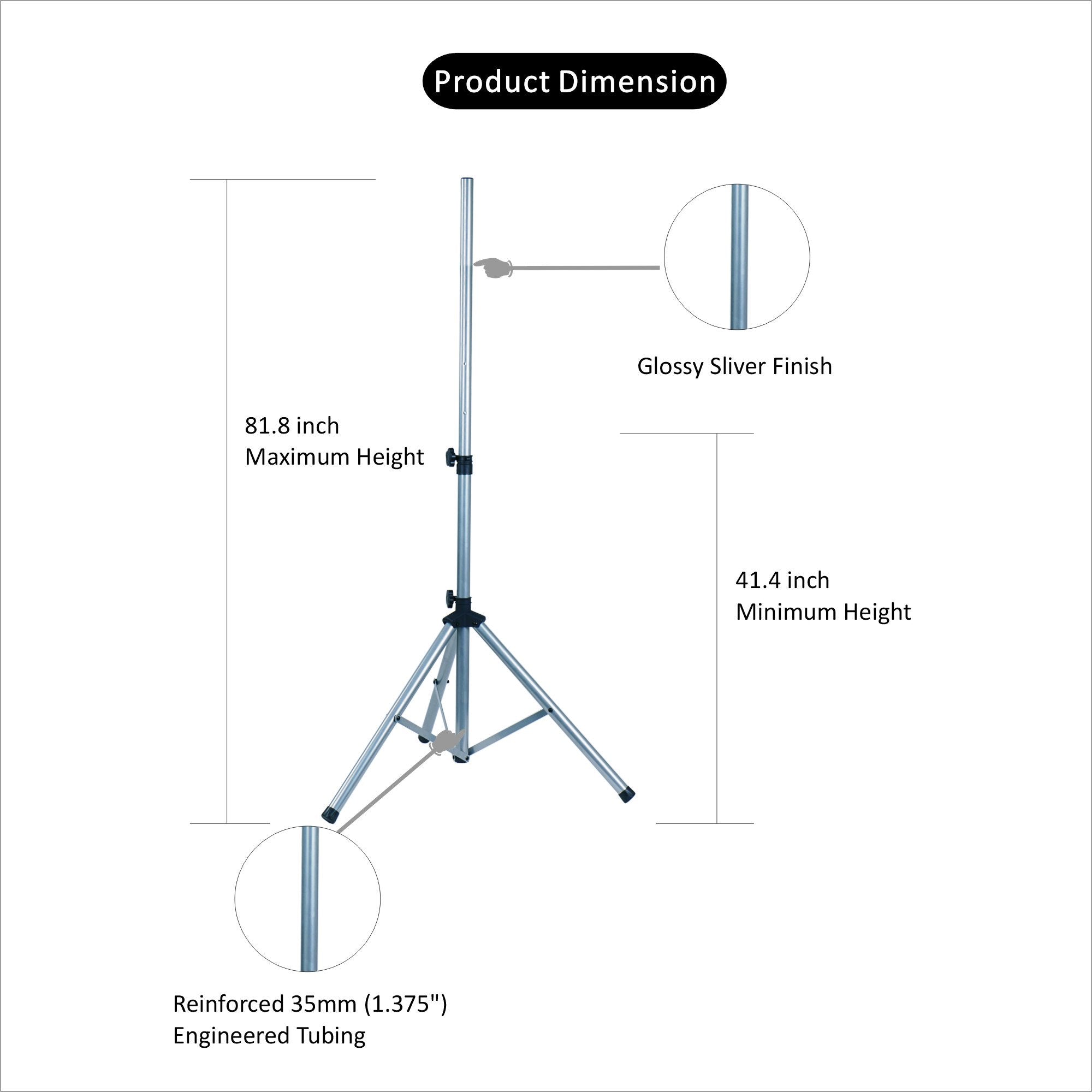 Sound Town 2-Pack Universal Tripod Speaker Stands With Adjustable Height, 35Mm Compatible Insert, Locking Knob And Shaft Pin, Si