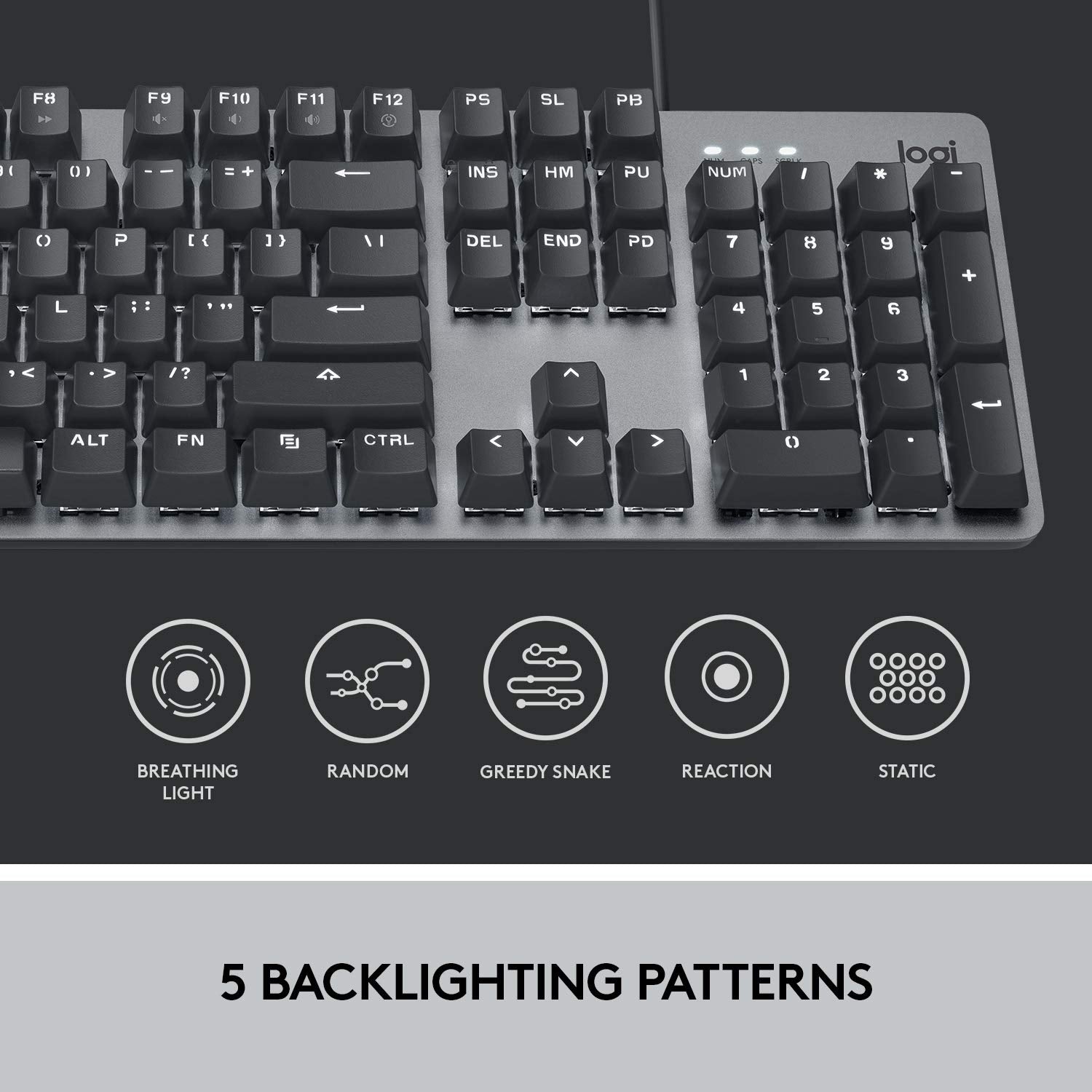 Logitech K845 Mechanical Illuminated Keyboard, Strong Adjustable Tilt Legs, Full Size, Aluminum Top Case, 104 Keys, Usb Corded,