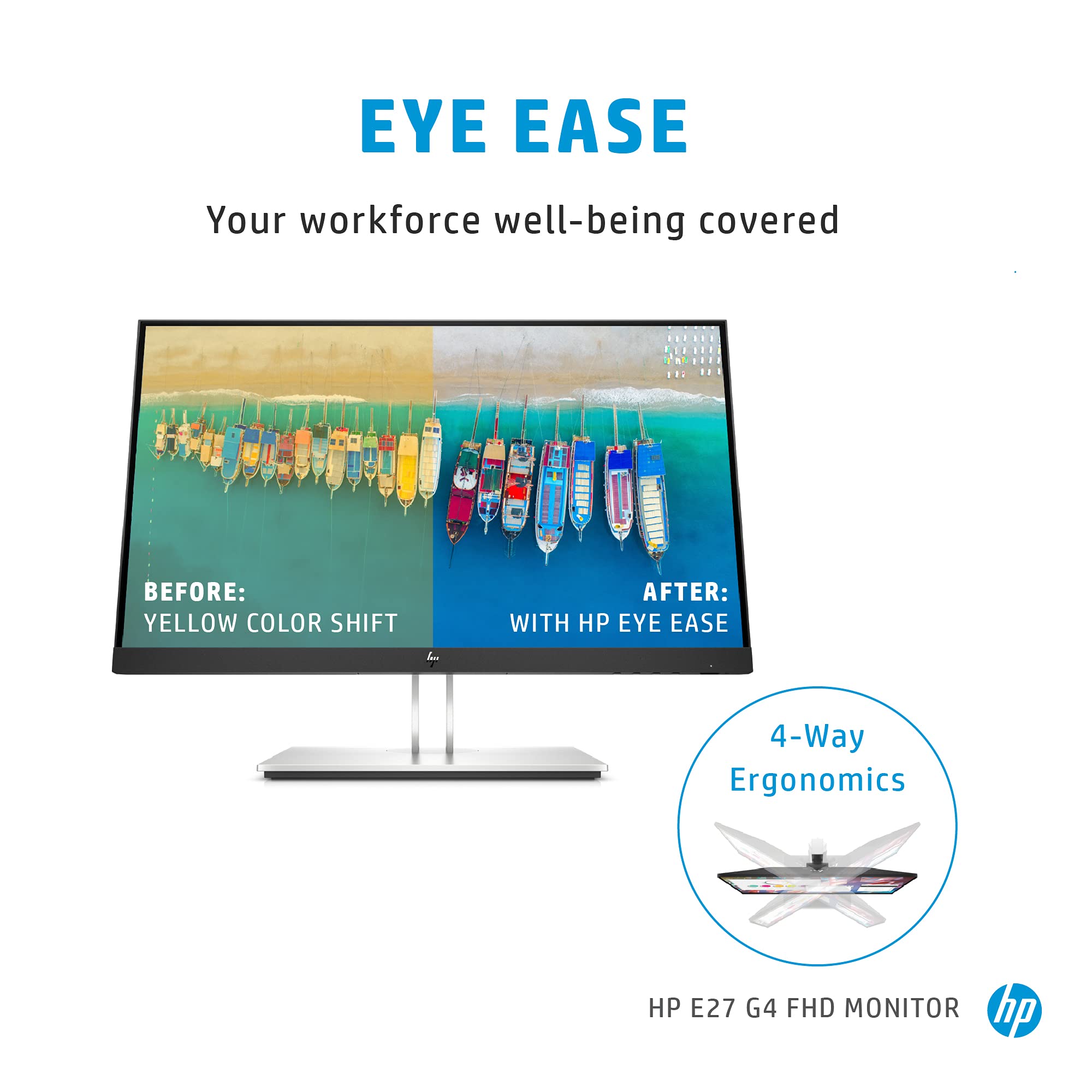 Hp E27 G4 27-Inches Full Hd 1920 X 1080 Pixels Anti-Glare Ips Monitor With Low Blue Light Mode And On-Screen Control