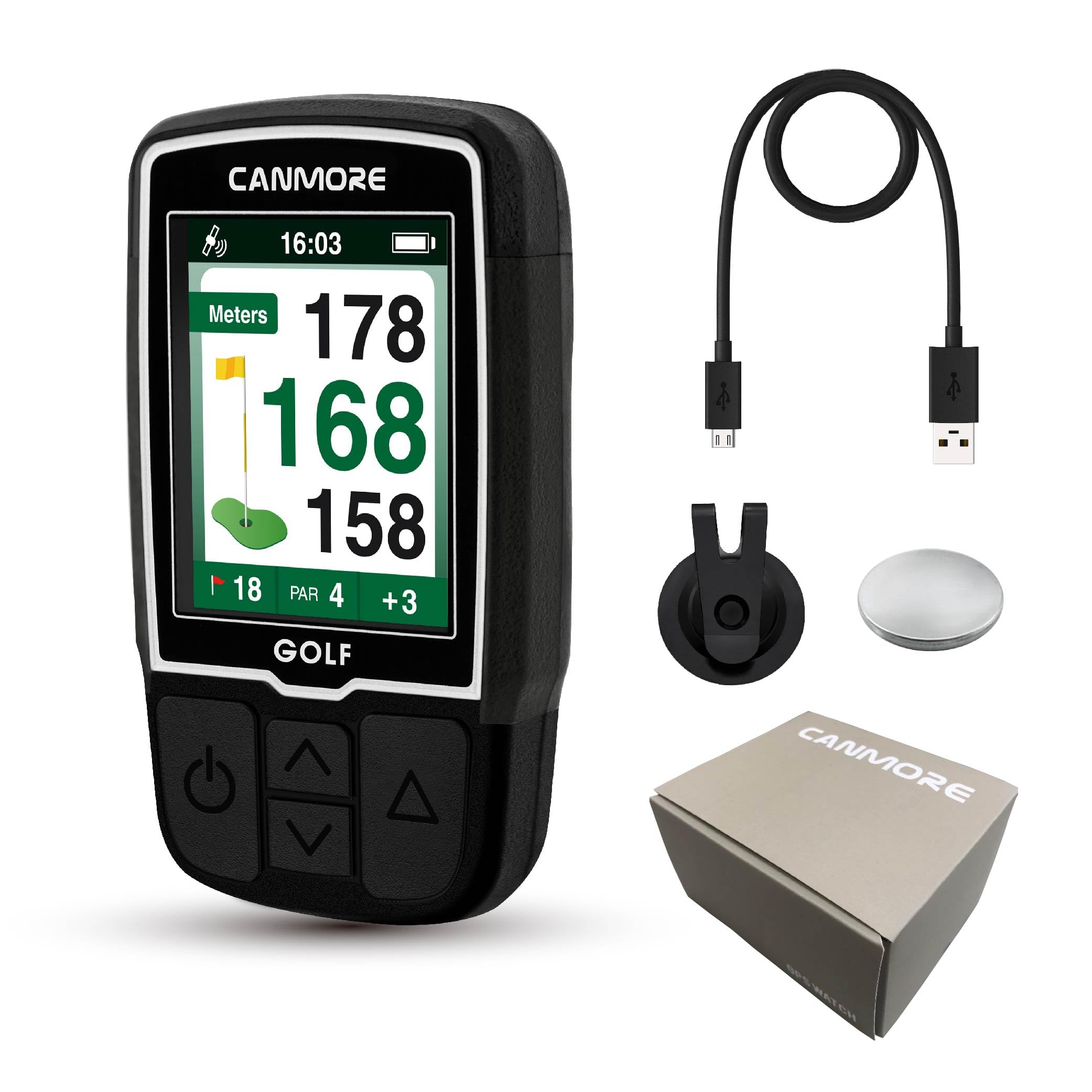 Canmore Hg200 Pro Handheld Gps Golf Device, 41,000+ Free Preloaded Worldwide Course, Upgraded Ic Chip, Usb Micro Charging Cable,