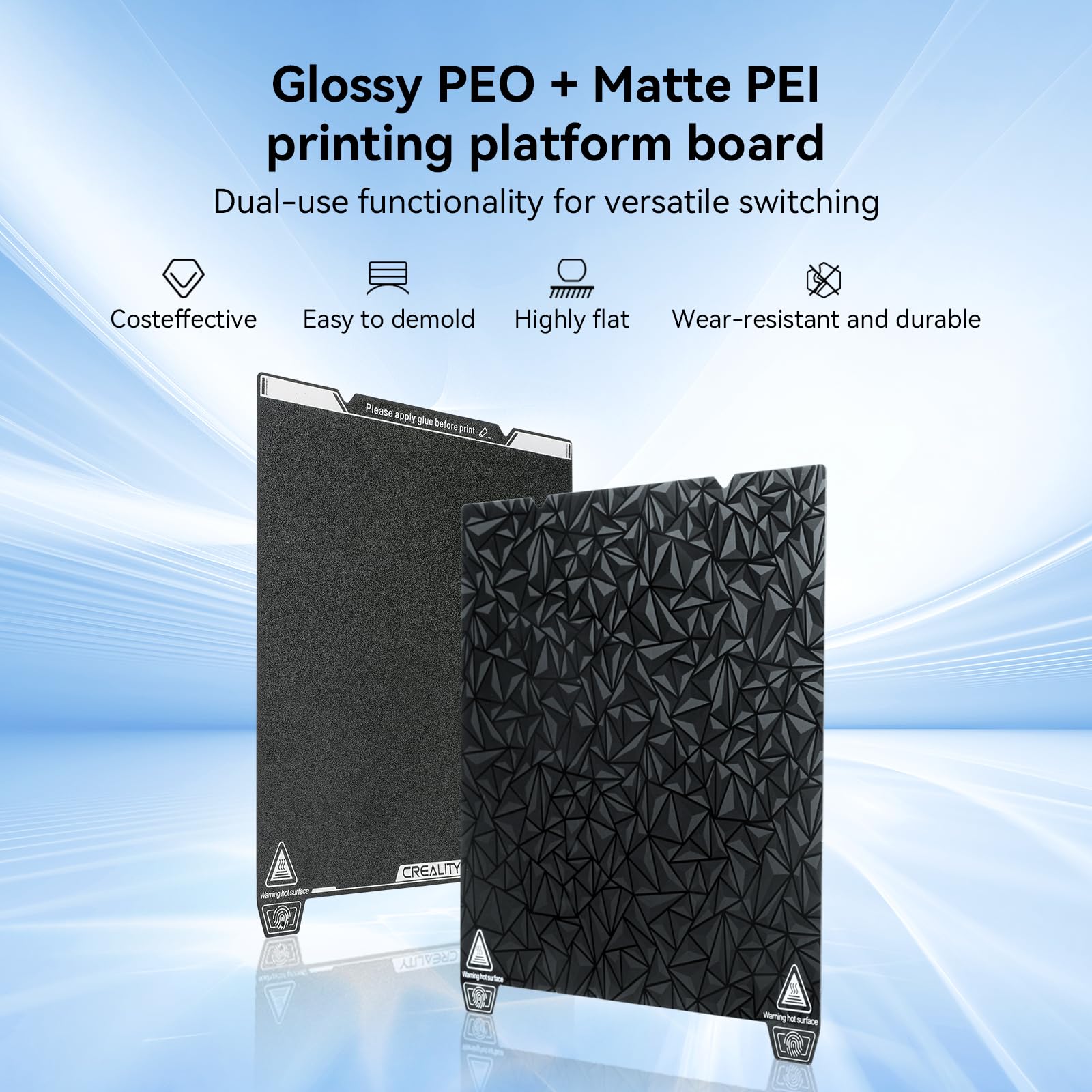 Creality Ender 3 Build Plate Kit Dual-Sided Printing Platform Board Glossy Peo + Matte Pei Plate Build Surface For Ender 3 V3 Se