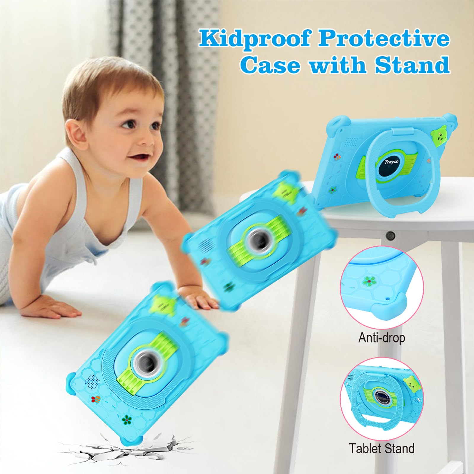 Kids Tablet, 7 Inch Toddler Tablet For Kids, 32Gb Toddler Tablet, Tablets For Kids With Case Included, Parental Control, Dual Ca