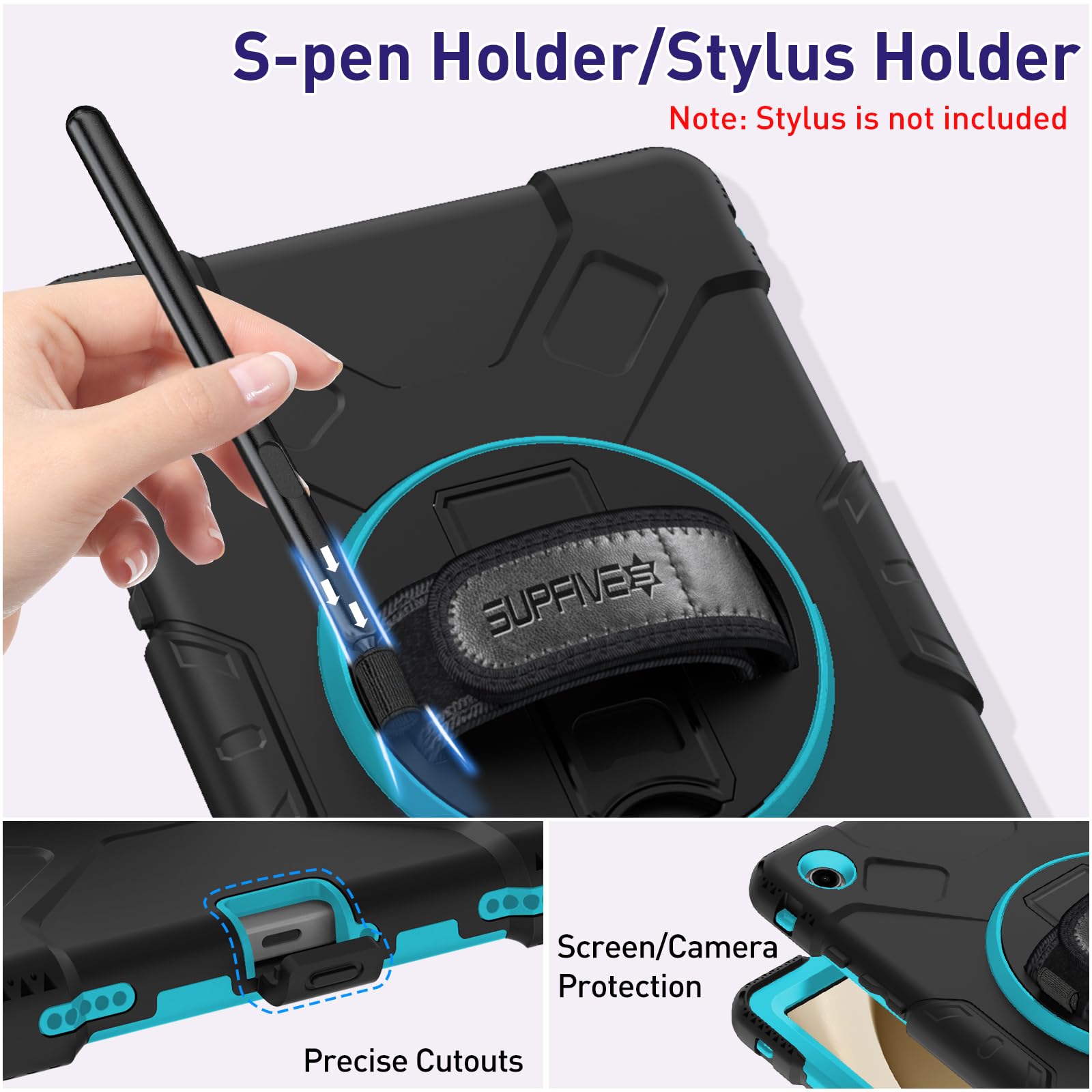 Supfives Case For Tab A9 Plus With Screen Protector, Upgraded Military Galaxy Tab A9+ 11 Inch 2023 Case With Rotating Kickstand+