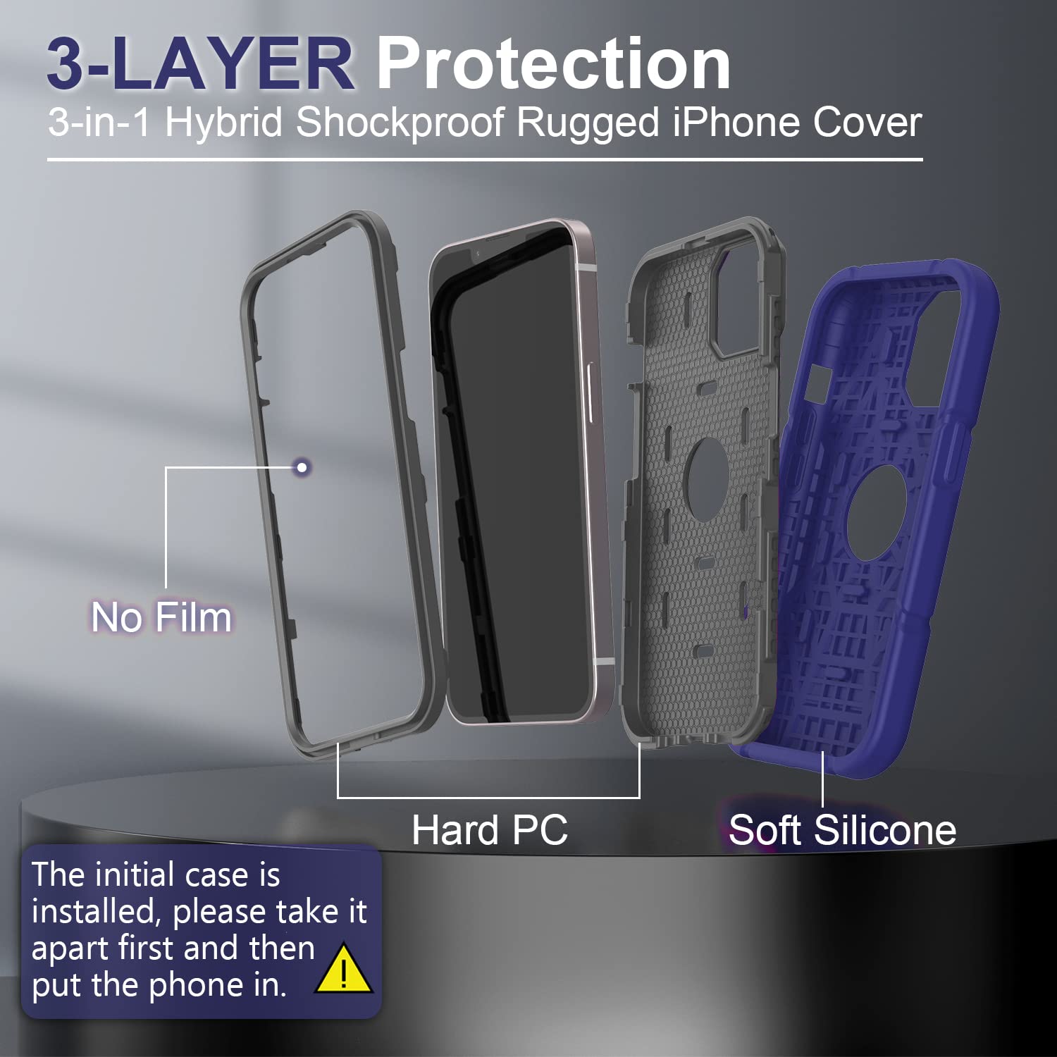 Grifobes Designed For Iphone 14 Pro Max Case For Boys, Thick Silicone 3 In 1 Heavy Duty Shockproof Rugged Protective I Phone 6.7