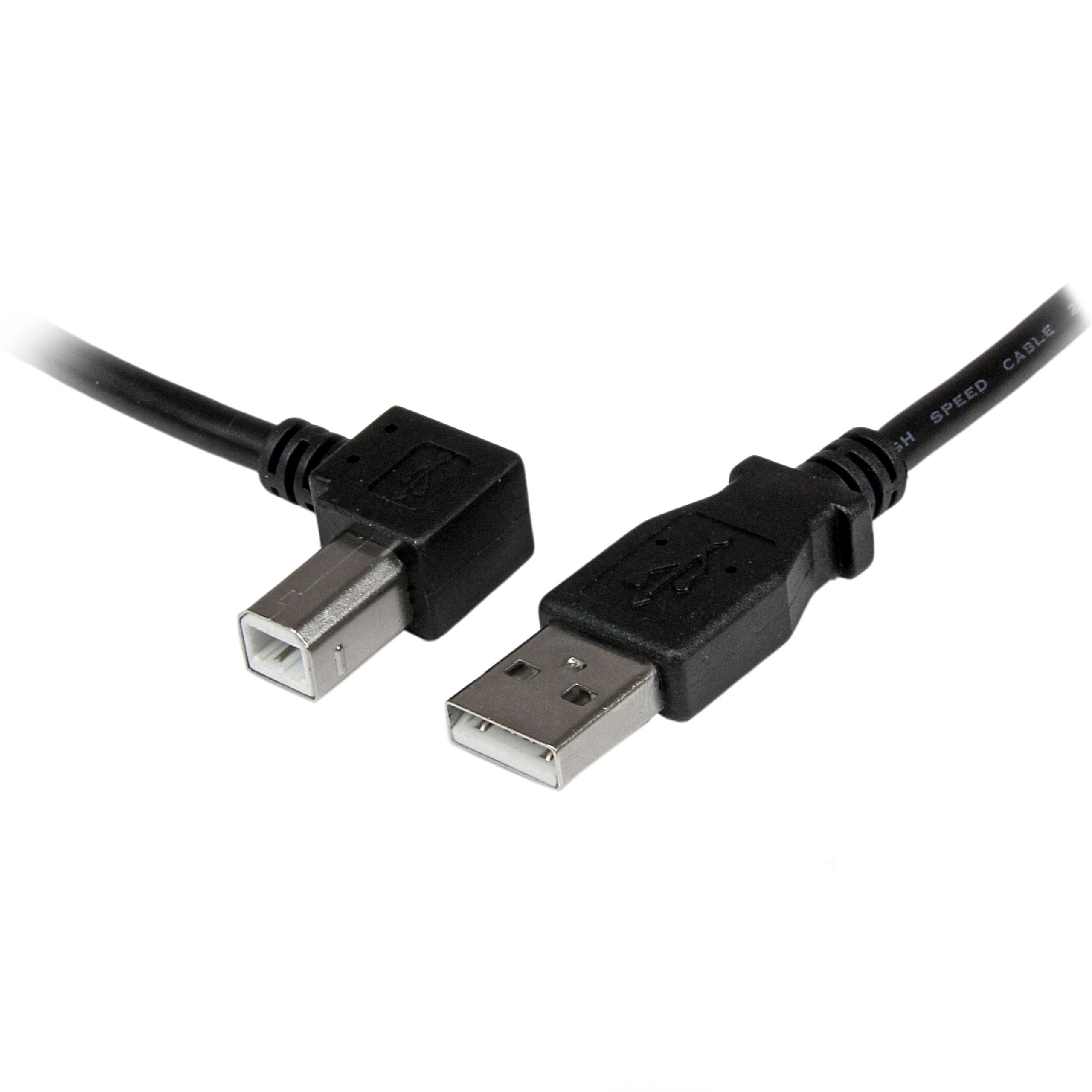 Startech.Com 1M Usb 2.0 A To Left Angle B Cable Cord   1 M Usb Printer Cable   Left Angle Usb B Cable   1X Usb A (M), 1X Usb B (