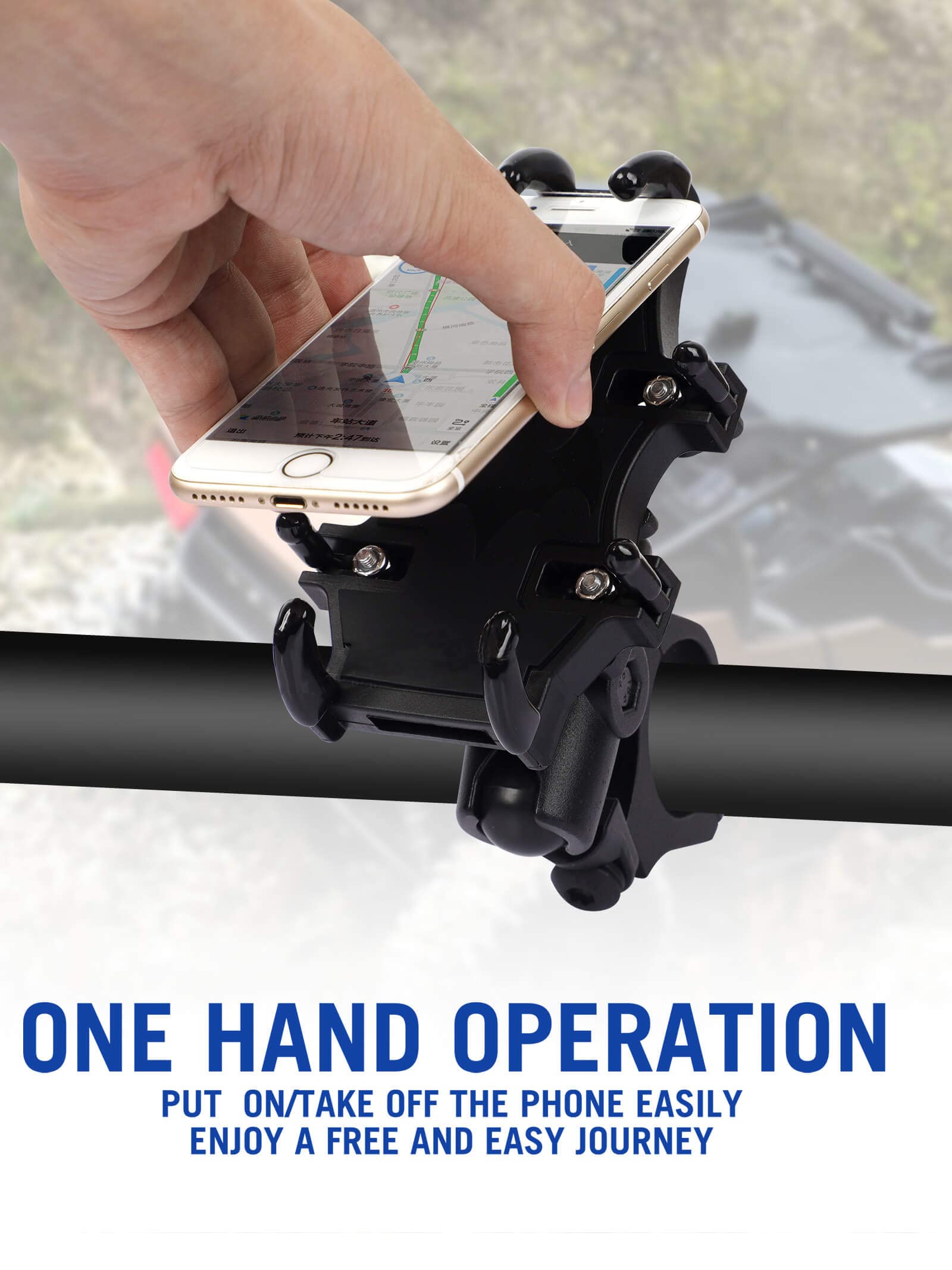 Zidiyoruo Utv Phone Mount For 1.75''-2'' Roll Bar, 360Rotation Utv Phone Holder With 8 Claws, Aluminum Alloy Heavy Duty Smartpho