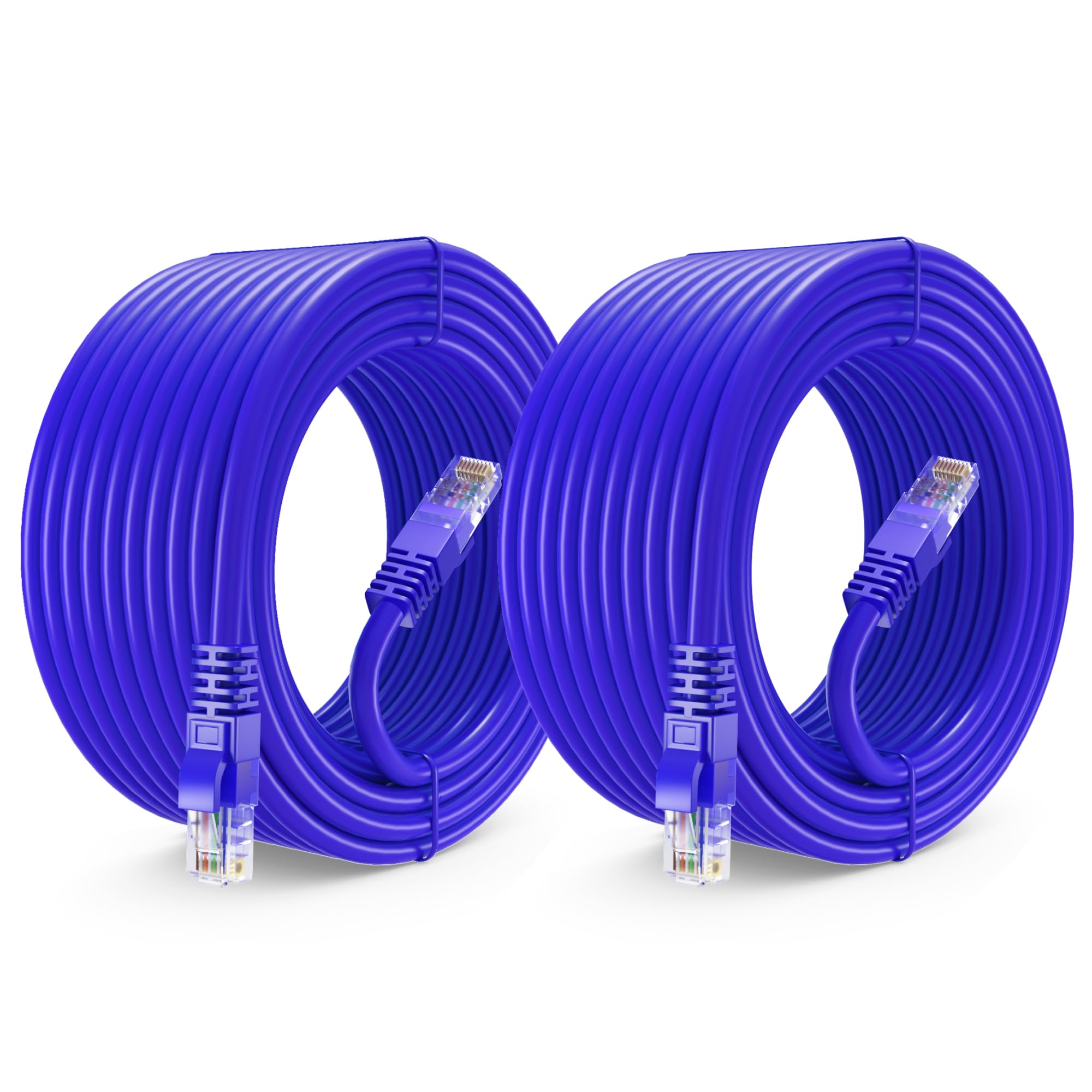Maximm Cat 6 Ethernet Cable 40 Ft (2 Pack)   High Speed Lan Cable, Internet Cable, Patch Cable, And Network Cable   Utp, 10Gbps, 550Mhz Cat6 Cable   Blue