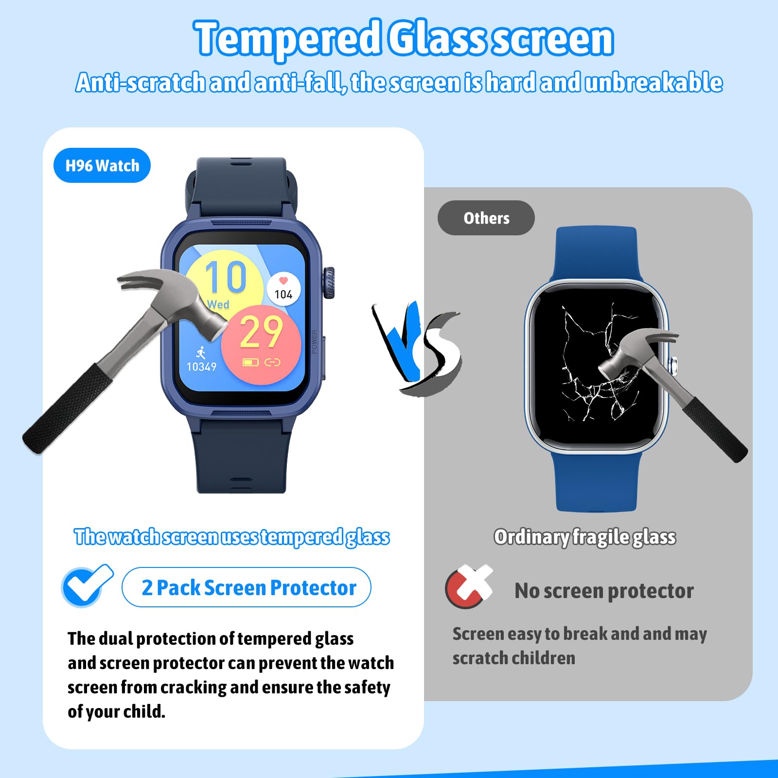 Smart Watch For Kids No Phone Needed, Tempered Glass Fitness Tracker Boy Teens With 19 Sport Modes, Pedometer, Sleep Monitor, Ki