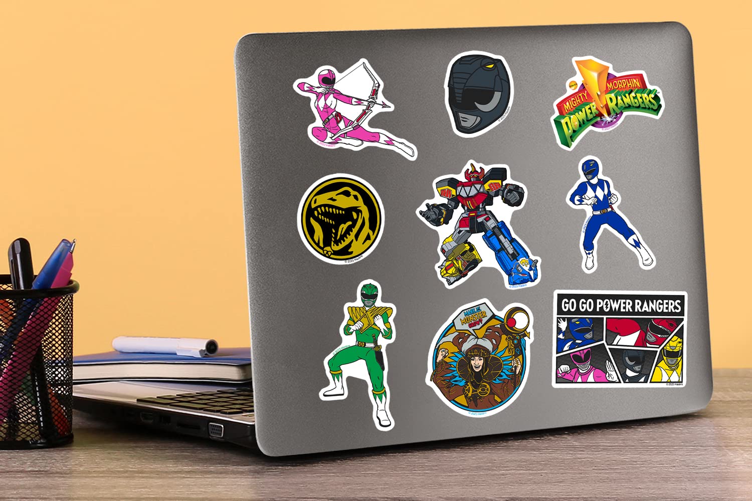 Mighty Morphin' Power Rangers 50Ct Vinyl Large Deluxe Stickers Variety Pack   Laptop, Water Bottle, Scrapbooking, Tablet, Skateb