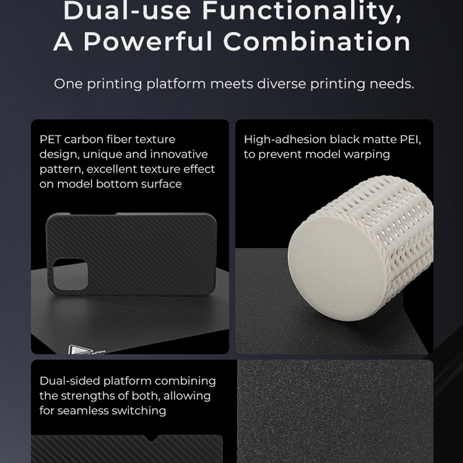 Creality Double Sided Pei + Pet Build Plate For K1, Ender 3 V3, 3D Printer Flexible Spring Steel Build Plate Glossy Pet + Matte