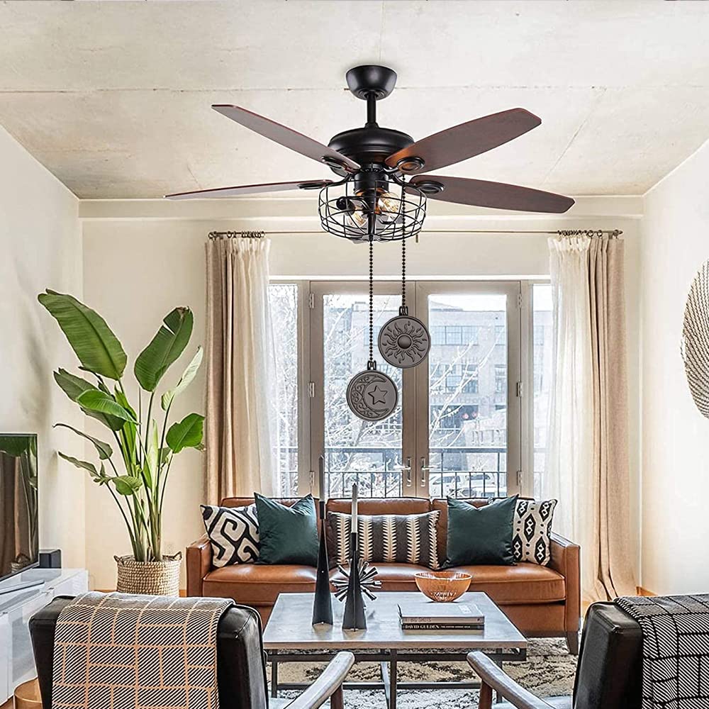 Akahttbn Ceiling Fan Pull Chain Sun Moon Pattern,2 Pcs 12 Inch Beaded Ball Pull Chain Extender Decorative With Connector, Newst