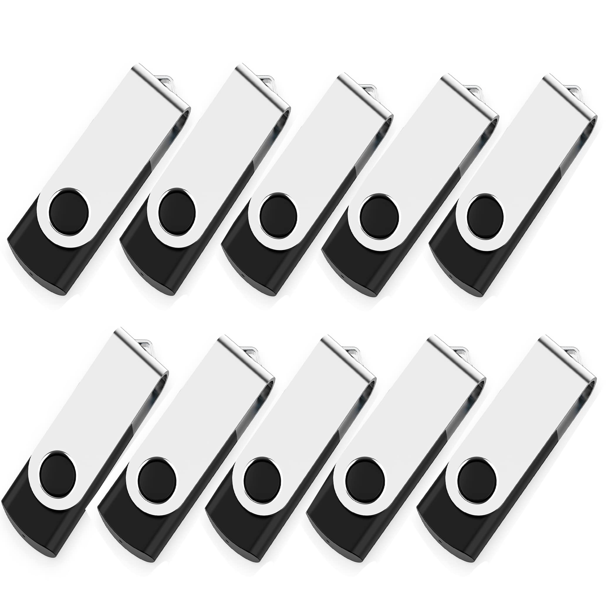Usb Flash Drive 8Gb 10 Pack, Makactua Usb 2.0 Flash Drives Thumb Drive Swivel Memory Stick Jump Drive Pen Drive Zip Drive Black