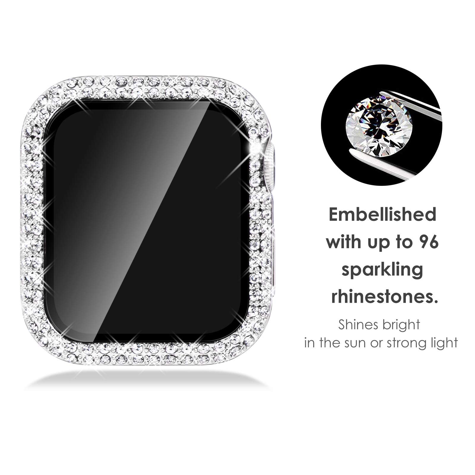 Kades Compatible For Bling Apple Watch Protective Case With Built In Screen Protector For Apple Watch 42Mm Iwatch Series 3 2 1 (