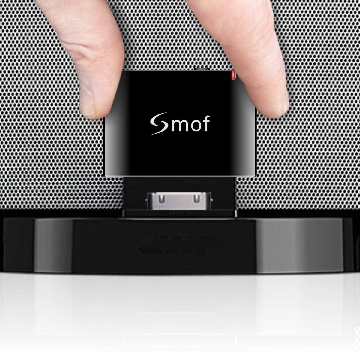 Smof Premium 30 Pin Bluetooth Adapter Receiver For Bose Sounddock And 30 Pin Ipod Iphone Music Docking Station With Bluetooth Audio Receiver 3.5 Mm Aux Output Female(Not For Car) Black