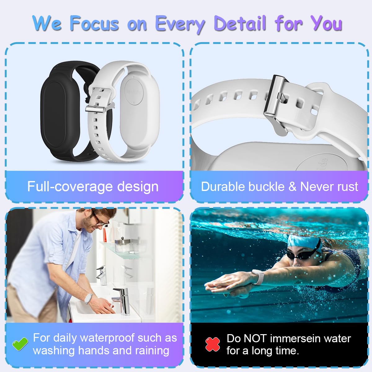 BIQIRE Silicone Wristband Holder for Samsung Galaxy SmartTag 2 - 2-Pack (Black+White) - Ideal for Kids and Elderly