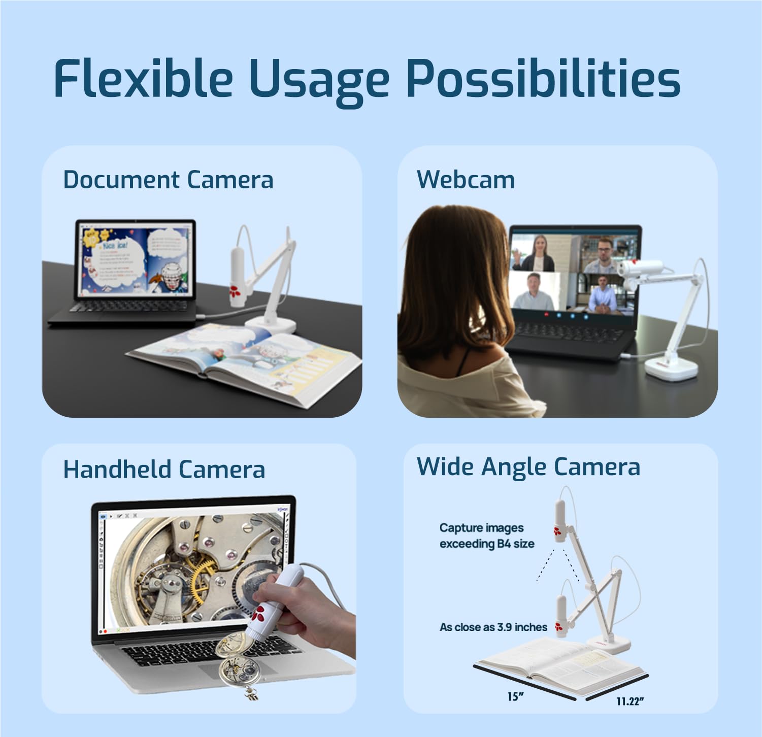 Inswan Ins-3 Handheld Webcam/Usb Document Camera For Classroom, Built-In Mic, Light, Auto Focus, Windows, Mac Os, Ipad Os, Chrom