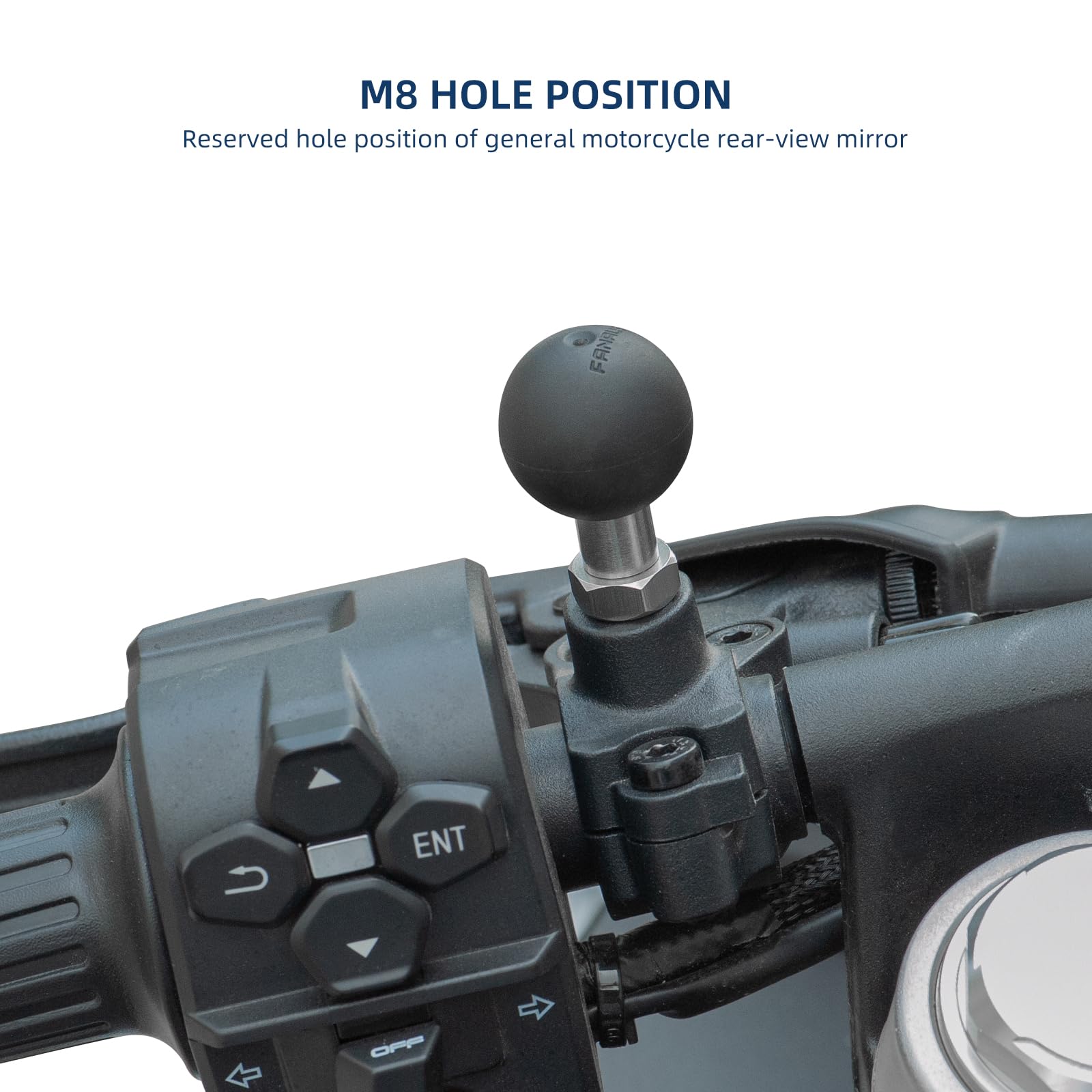 Fanaue 1'' Ball Adapter With M8 X 1.25 Threaded Post.Compatible With Ram Mounts B Size Double Socket Armextended Connection To A