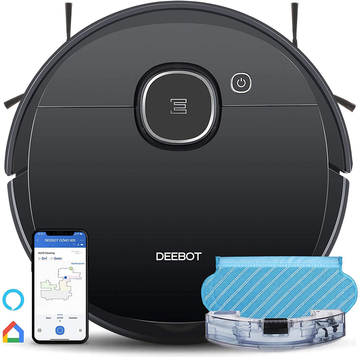 Ecovacs Deebot Ozmo 920 2In1 Mopping Robotic Vacuum With Laser Navigation, No Go Zones, Systematic Cleaning, Multi Floor Mapping