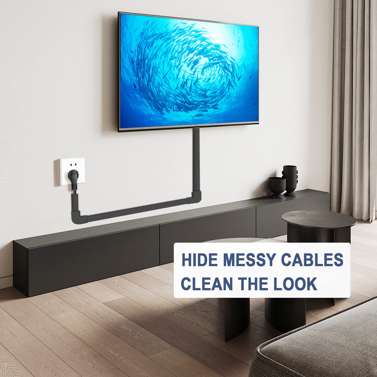 Cord Cover Raceway Kit   157'' Cable Concealer, Wire Hider For Tv Wall Mounting And Wire Management, Black