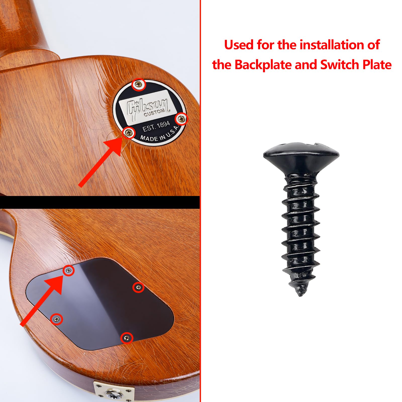 Banworks American #3 X 3/8 Stainless Steel Guitar/Bass Pickguard Screws Back Plate Screws Switch Plate Screws For Usa Gibson Les