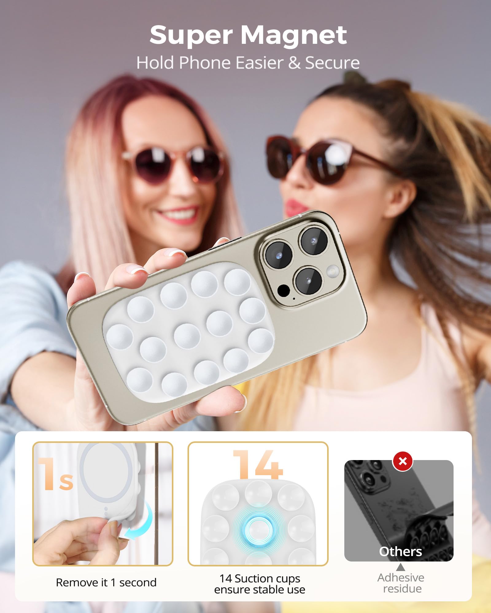 Magnetic Suction Cup Phone Mount, Shower Phone Holder For Magsafe, Phone Sticky Suction Cup Grip For Iphone 16 15 14 13 12, Birt