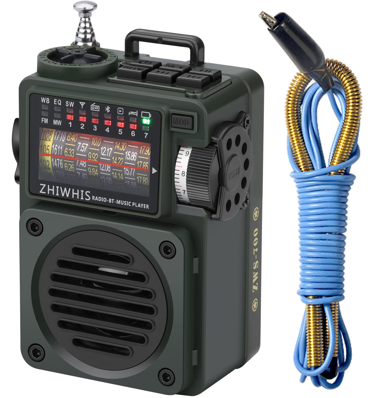 Zhiwhis Shortwave Radio With Bluetooth And Sleep Timer, Weather Am Fm Sw Radios With Noaa Alerts, Retro Analog Tuner With Preset