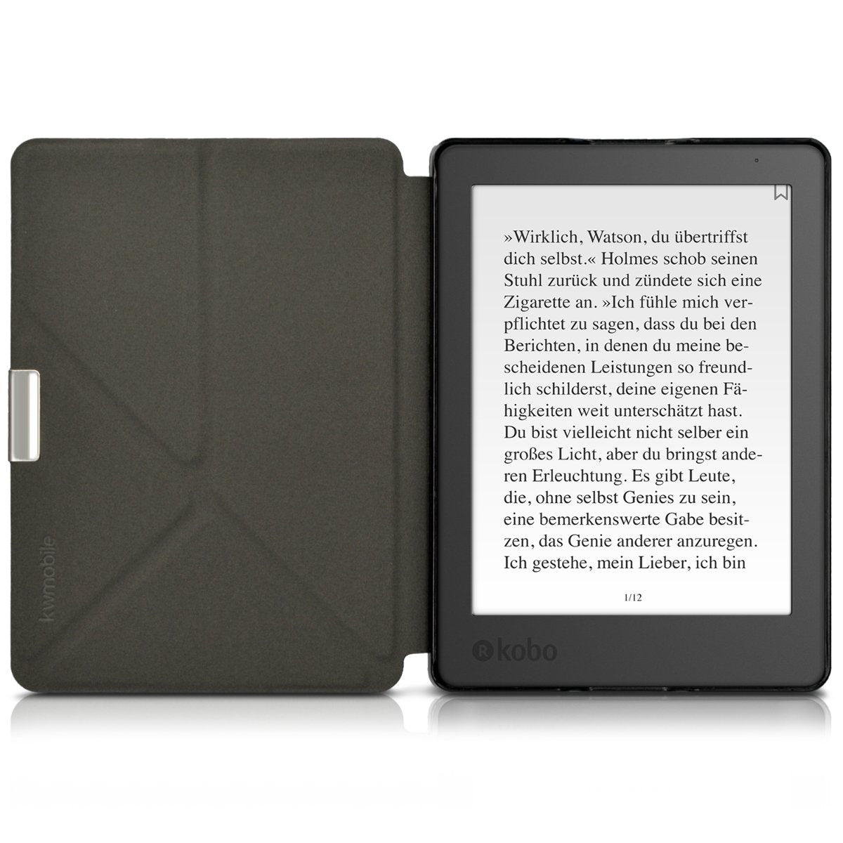 Kwmobile Origami Case Compatible With Kobo Aura Edition 2 Case   Slim Pu Leather Cover With Stand   Black