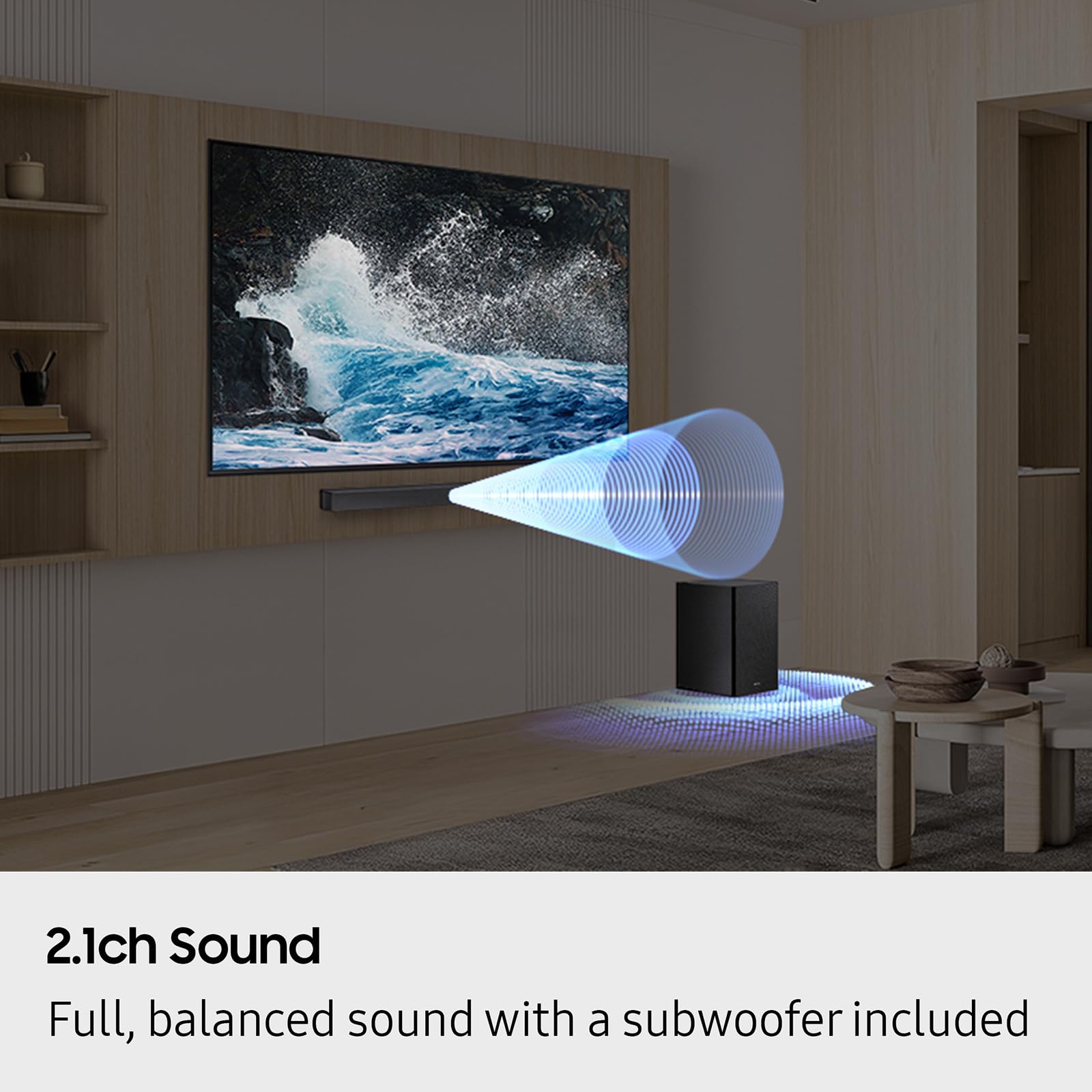 Samsung B-Series Soundbar Hw-B550F 2.1 Ch Dts Virtual:X Soundbar With Subwoofer (2025 Model) Voice Enhance Mode, Bass Boost, Ada