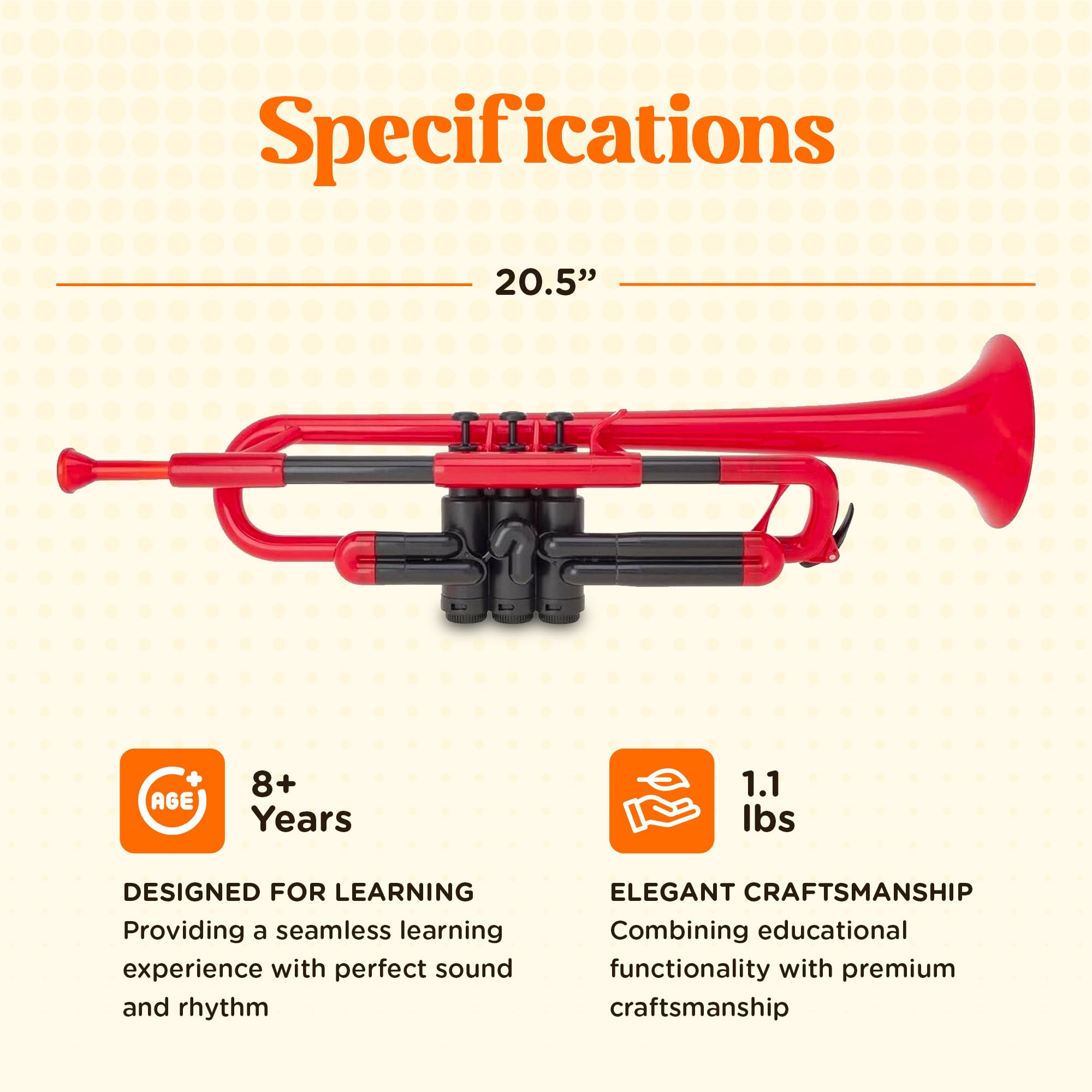 Pinstrument Ptrumpet Plastic Trumpet   Mouthpieces And Carrying Bag   Lightweight Versatile, Comfortable Ergonomic Grip   Bb Aut