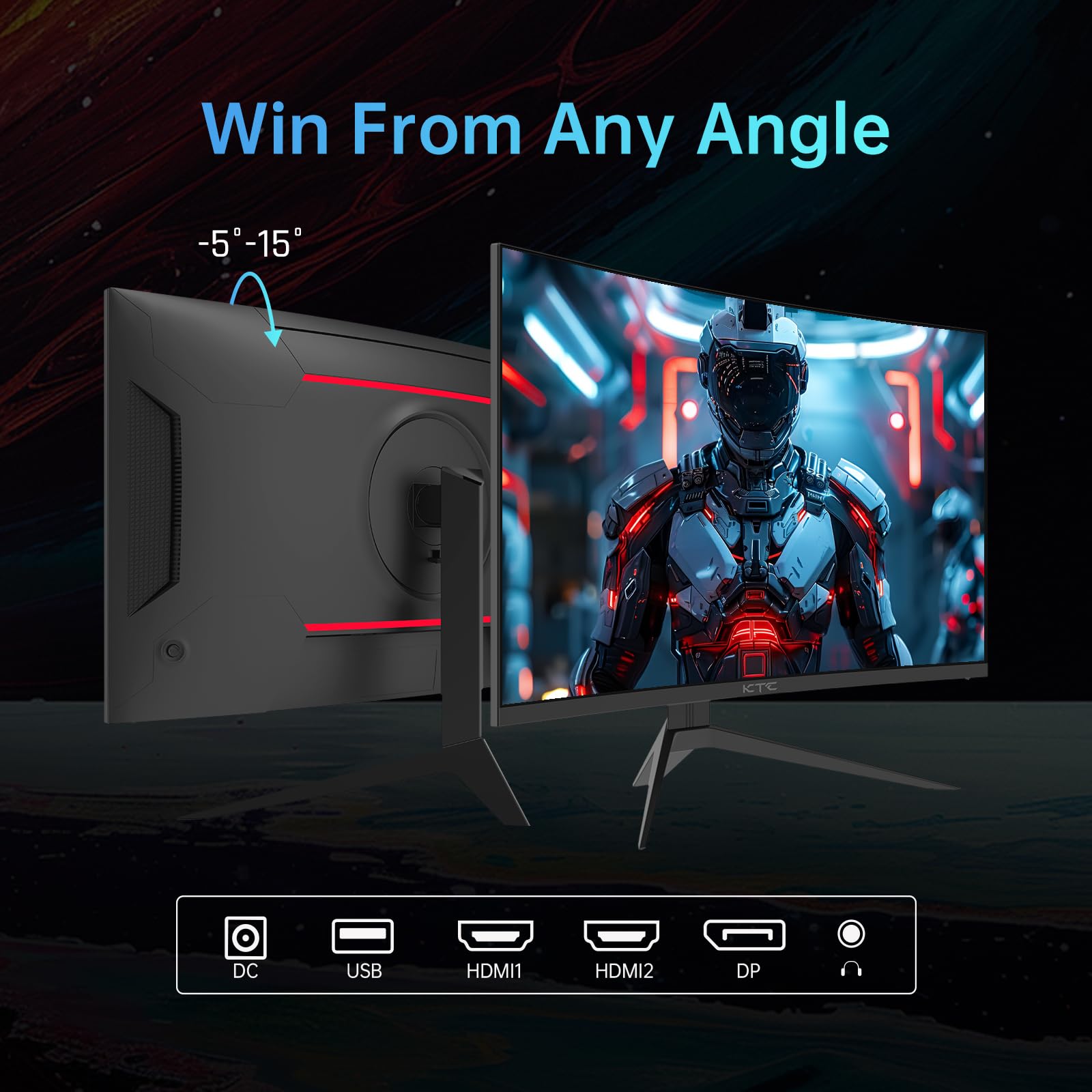 Ktc 32 Inch 240Hz Curved Gaming Monitor 1500R 1080P 125% Srgb 1Ms, Freesync/G Sync Hdr10,Hdmi/Dp/Usb Ports Vesa,Tilt Adjustable,