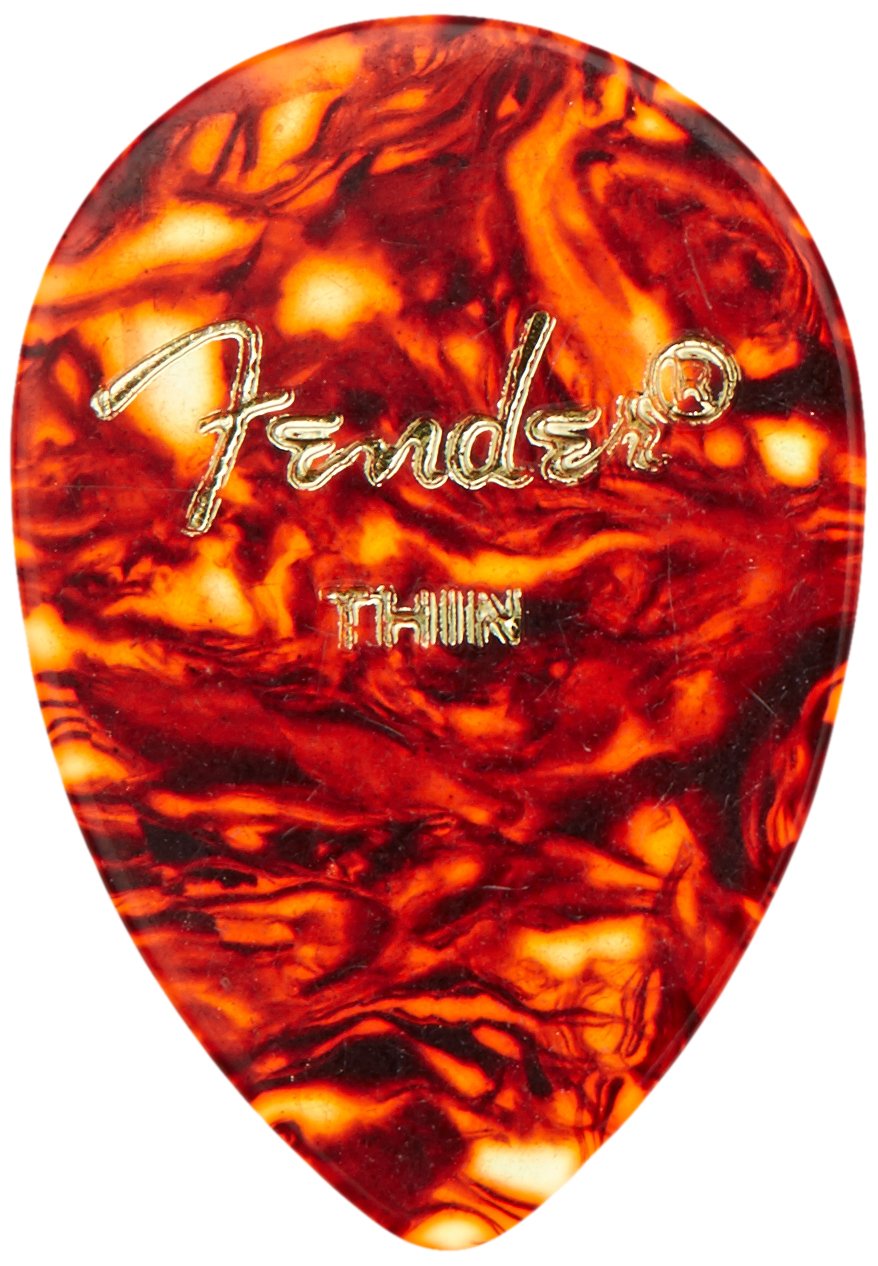 Fender Classic Celluloid Guitar Picks 358 Shape, Tortoise Shell, Thin, 72 Pack