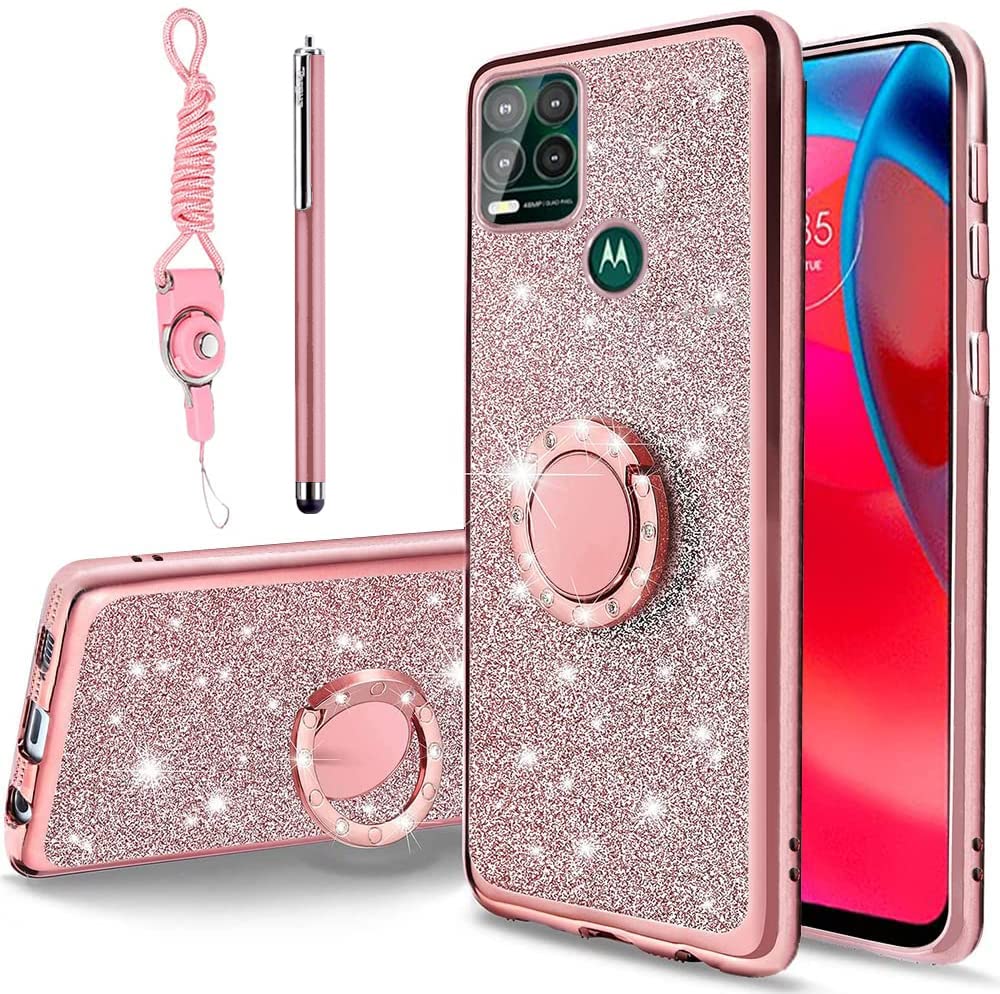 B Wishy For Moto G Stylus 5G Phone Case With Stylus Pen, Luxury Glitter Sparkles Cute Silicone Tpu Case For Women Girls With Kic