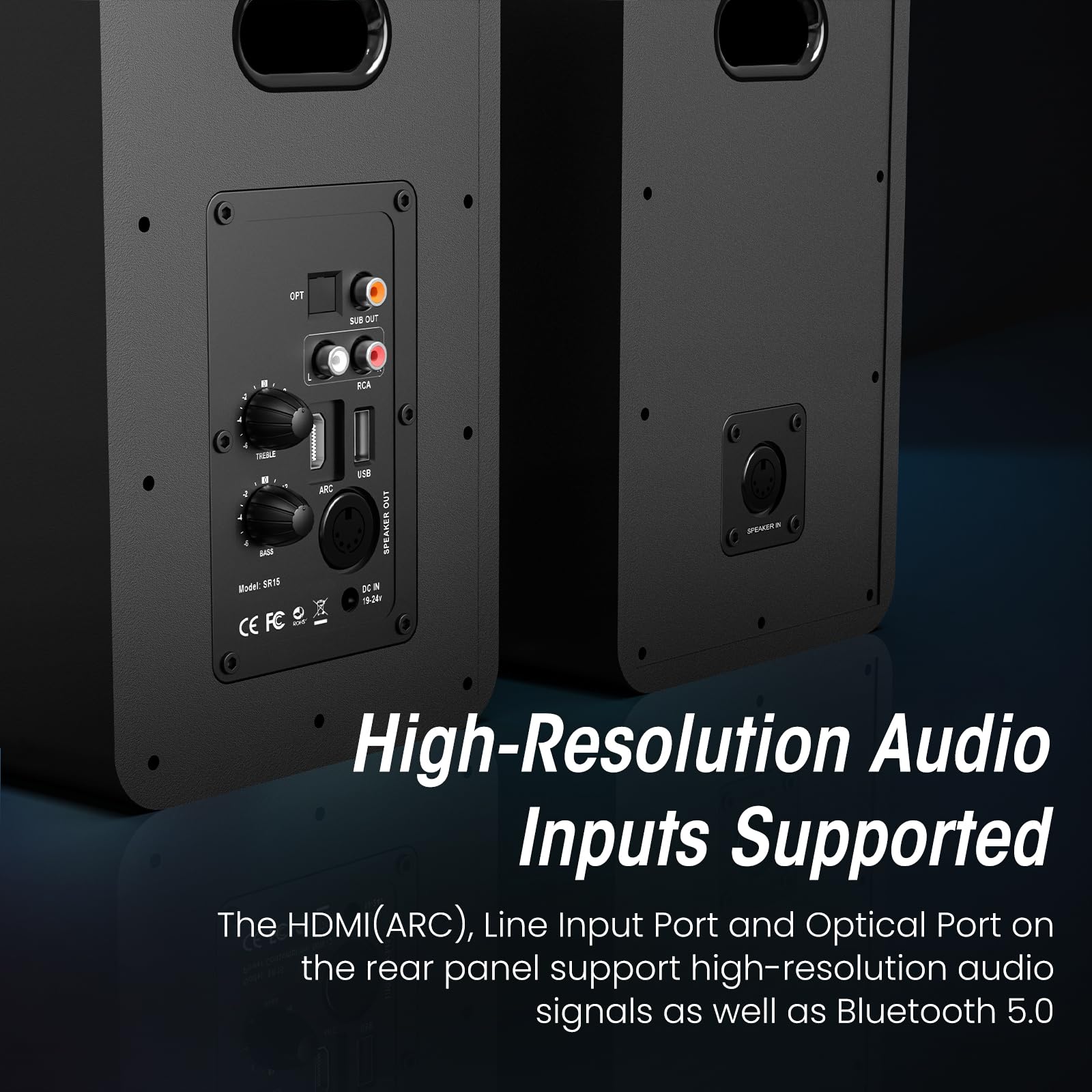 Bestisan 80 Watts Powered Bookshelf Speakers With Light Effects, 2.0 Active Near Field Audio Speaker With Arc/Optical/Rca Input/