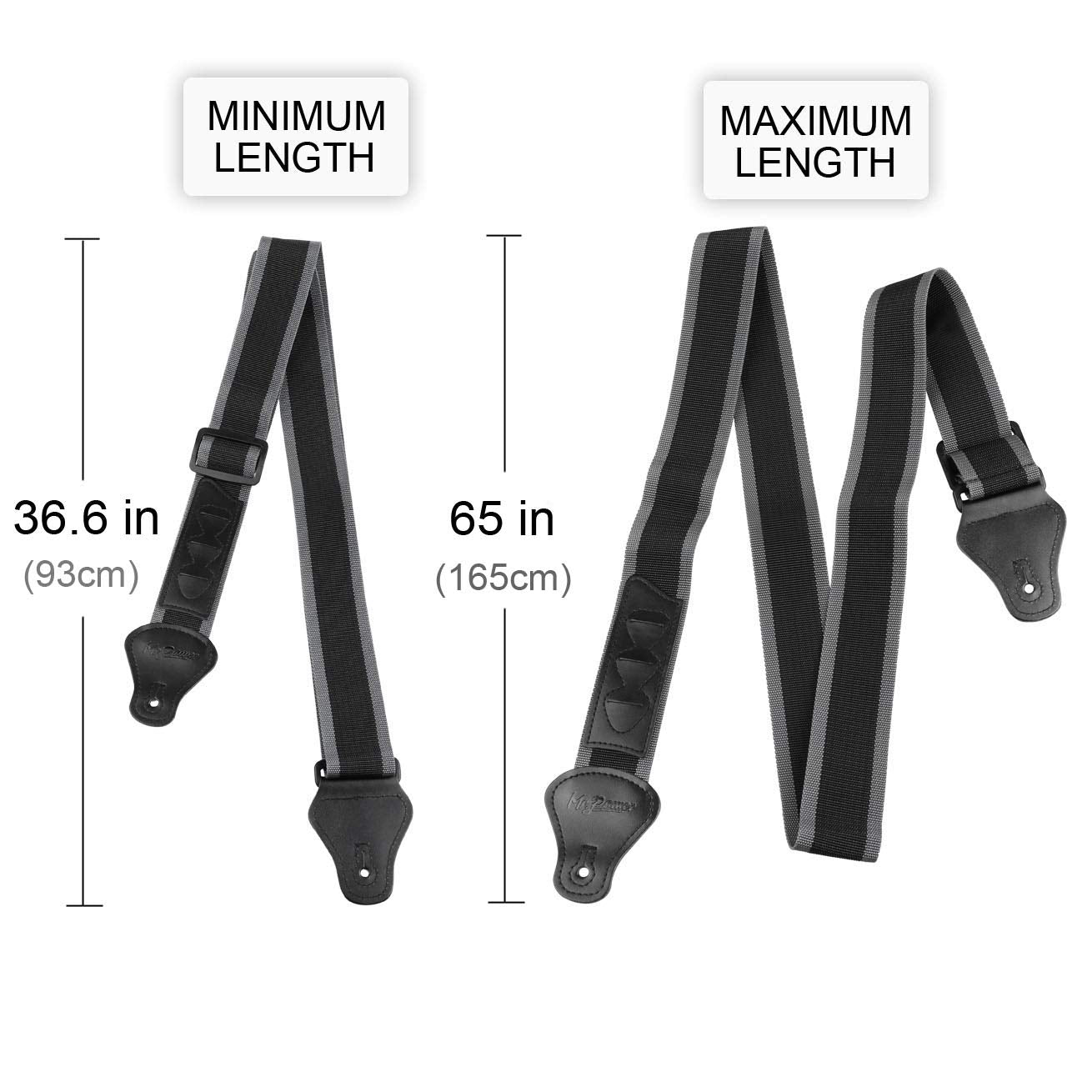 Mr.Power Guitar Strap 36.6In   65In With 3 Pick Holders For Electric/Acoustic Guitar, Nylon Strap