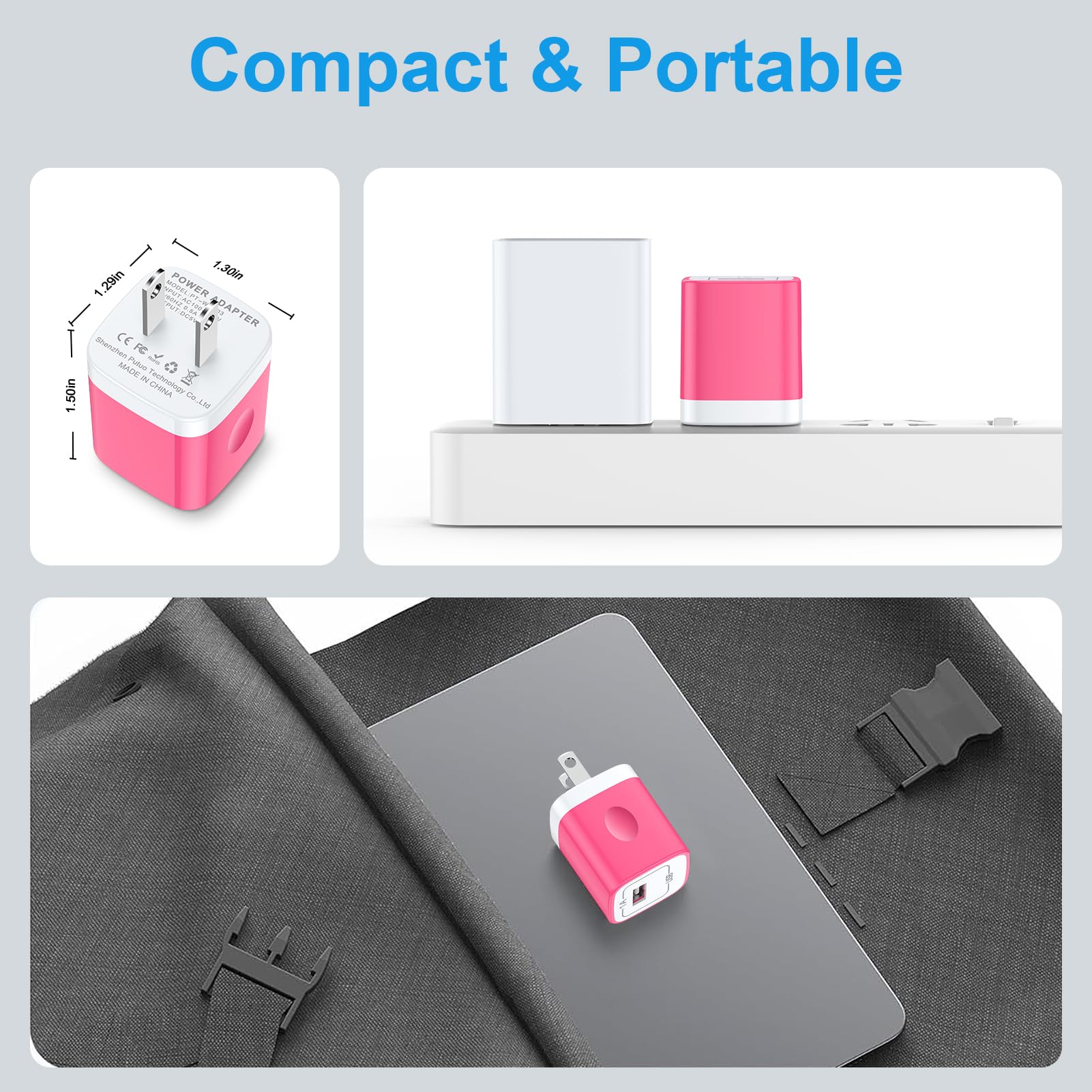 Usb Wall Charger Block 2-Pack, 5V 1A Power Adapter For Iphone 14/13/12/11/Xs/8 Plus, Samsung Galaxy S23/S22/S21/S10/S9, Google P