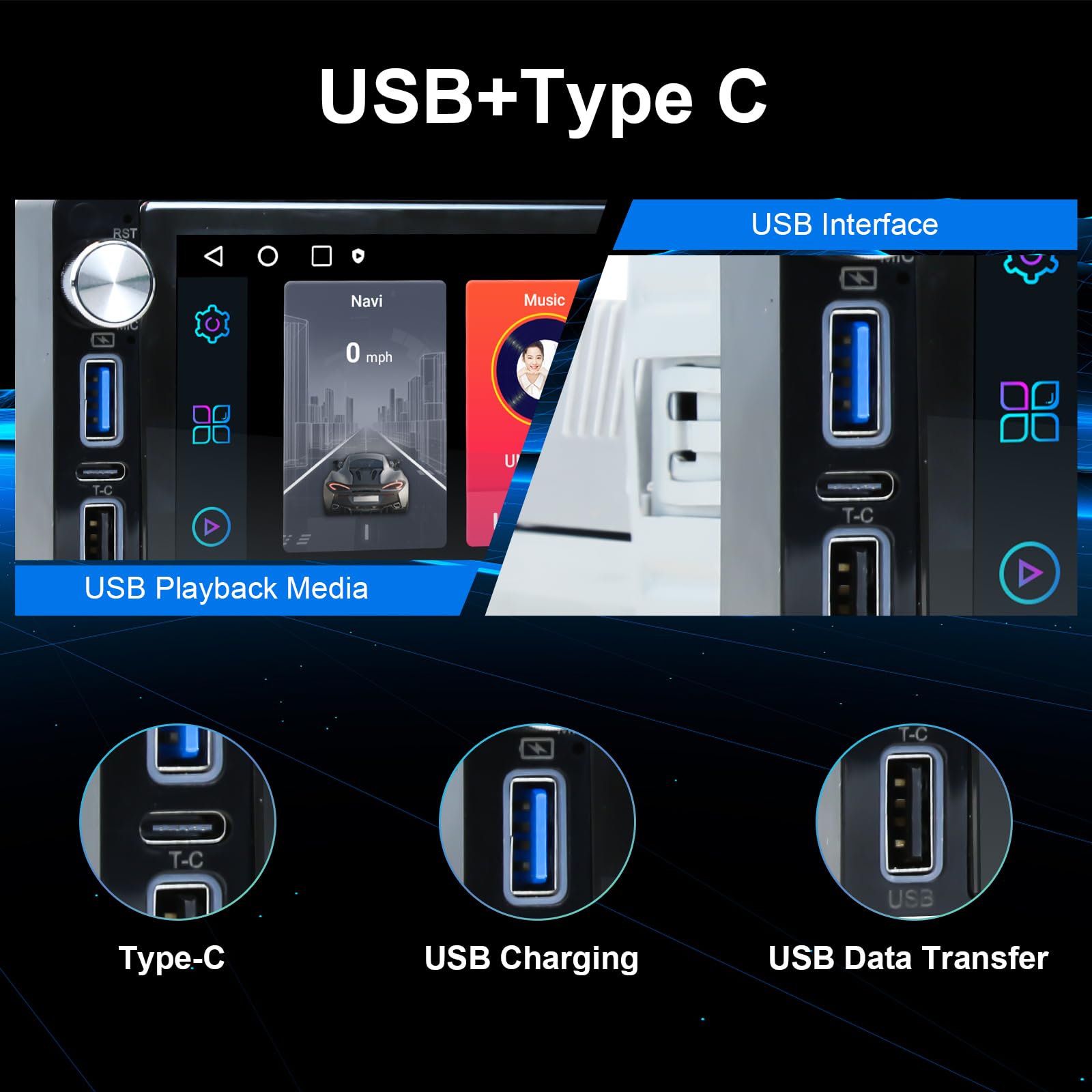 6.9 Inch Single Din Touchscreen Car Stereo   Android 12 2Gb+64Gb Type C&Usb Single Din Wired/Wireless Apple Carplay Android Auto