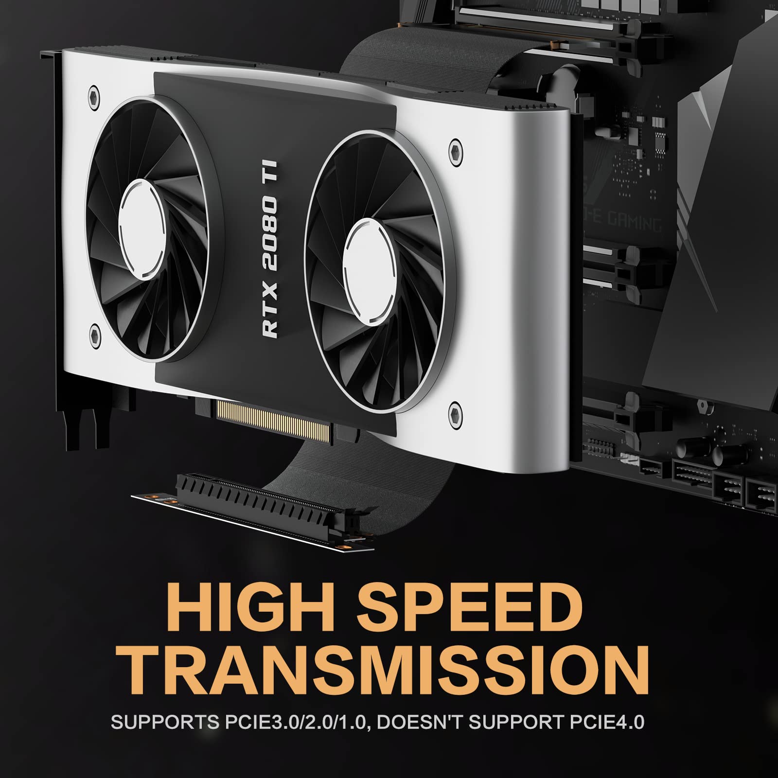 Asiahorse New Pcie 3.0 16X High Speed Flexible Extender Riser Cable Card Extension Port Adapter 200Mm(90 Degree Angle Black)