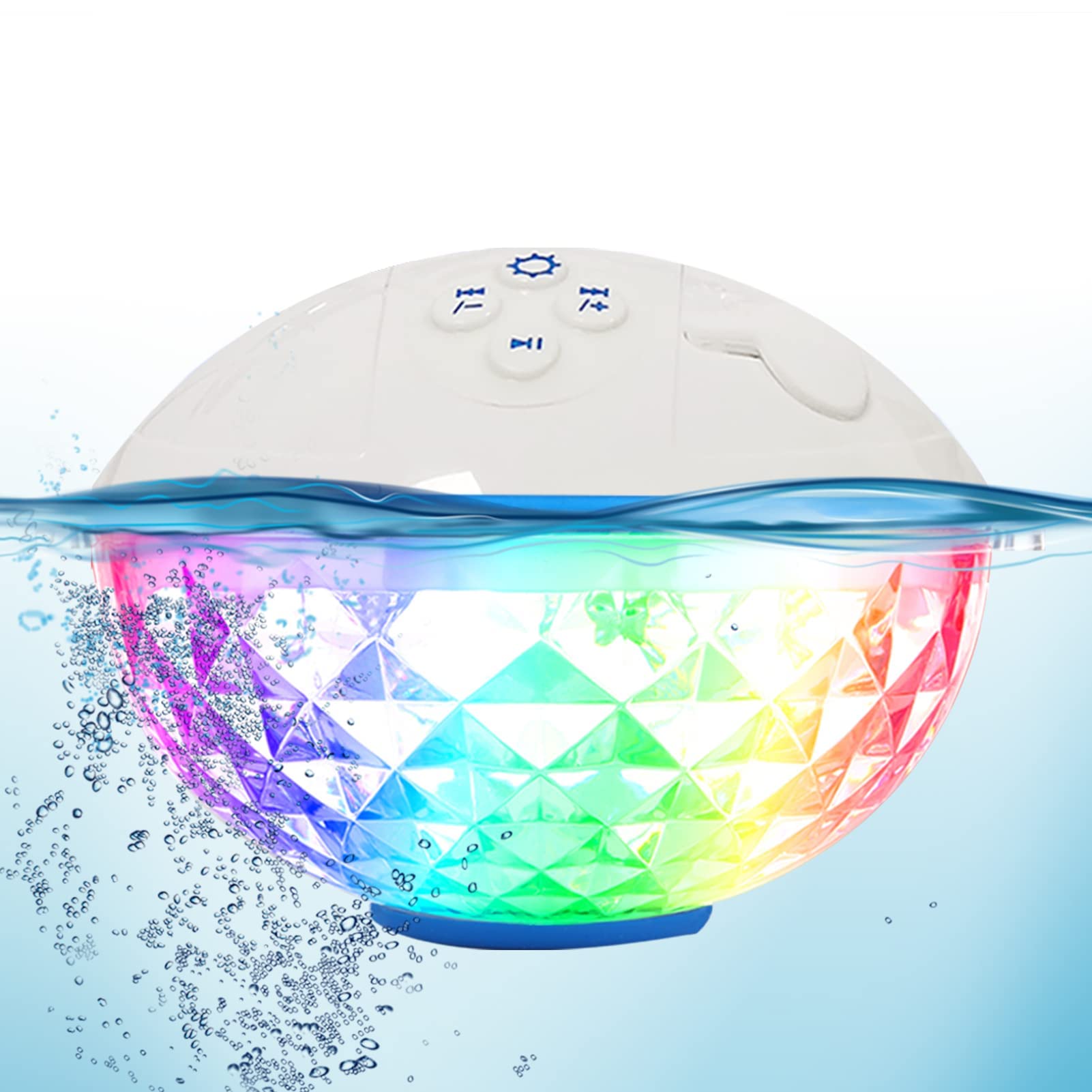 KingSom Pool Bluetooth Speakers with LED Lights,IPX7 Waterproof Floating Speaker,Stereo Sound,Built-in Mic,Wireless Shower Speak