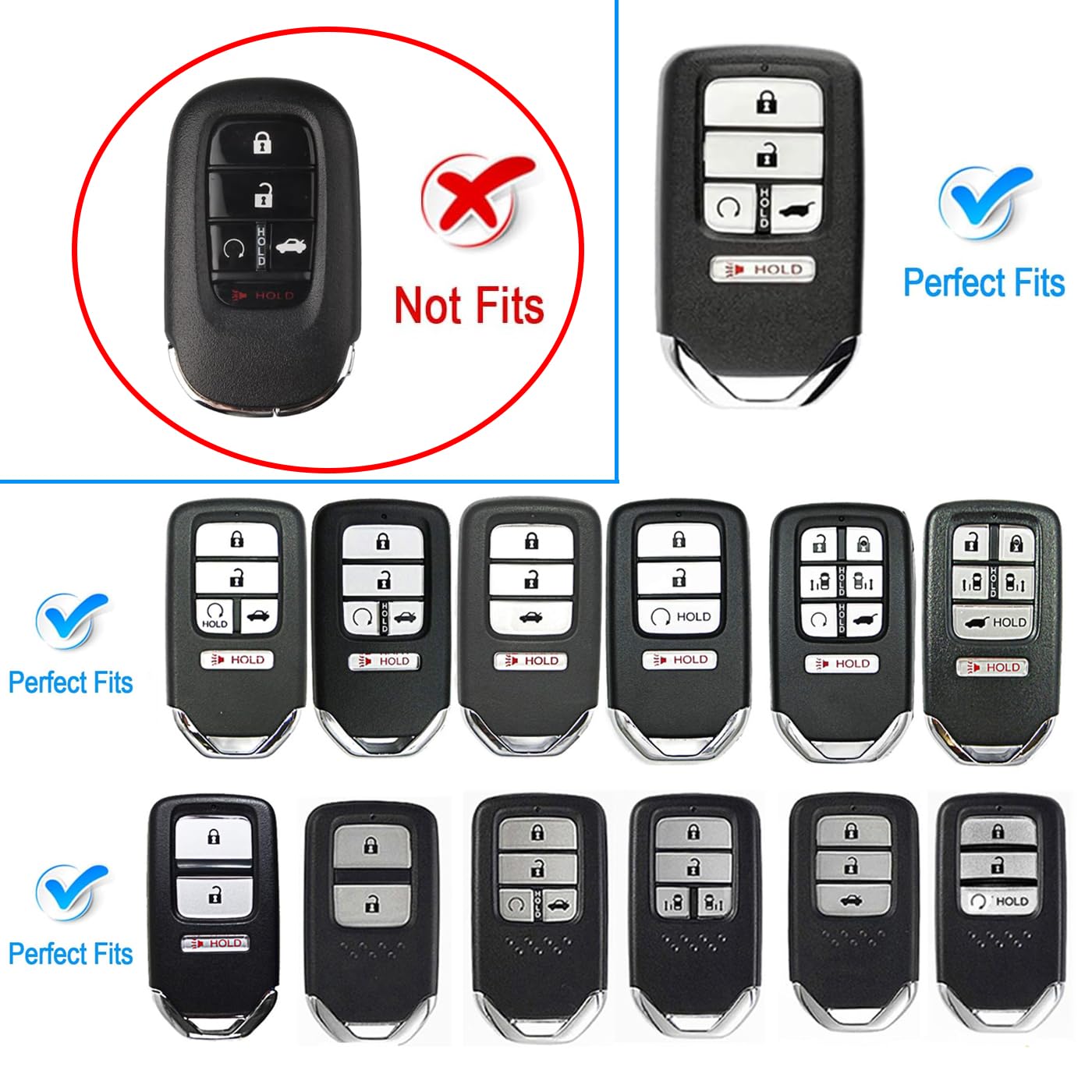 Royalfox(Tm) Upgrated 2 3 4 5 6 7 Buttons 3D Bling Diamond Crystals Smart Remote Key Fob Case Cover For Honda Jade Hr V Cr V Acc