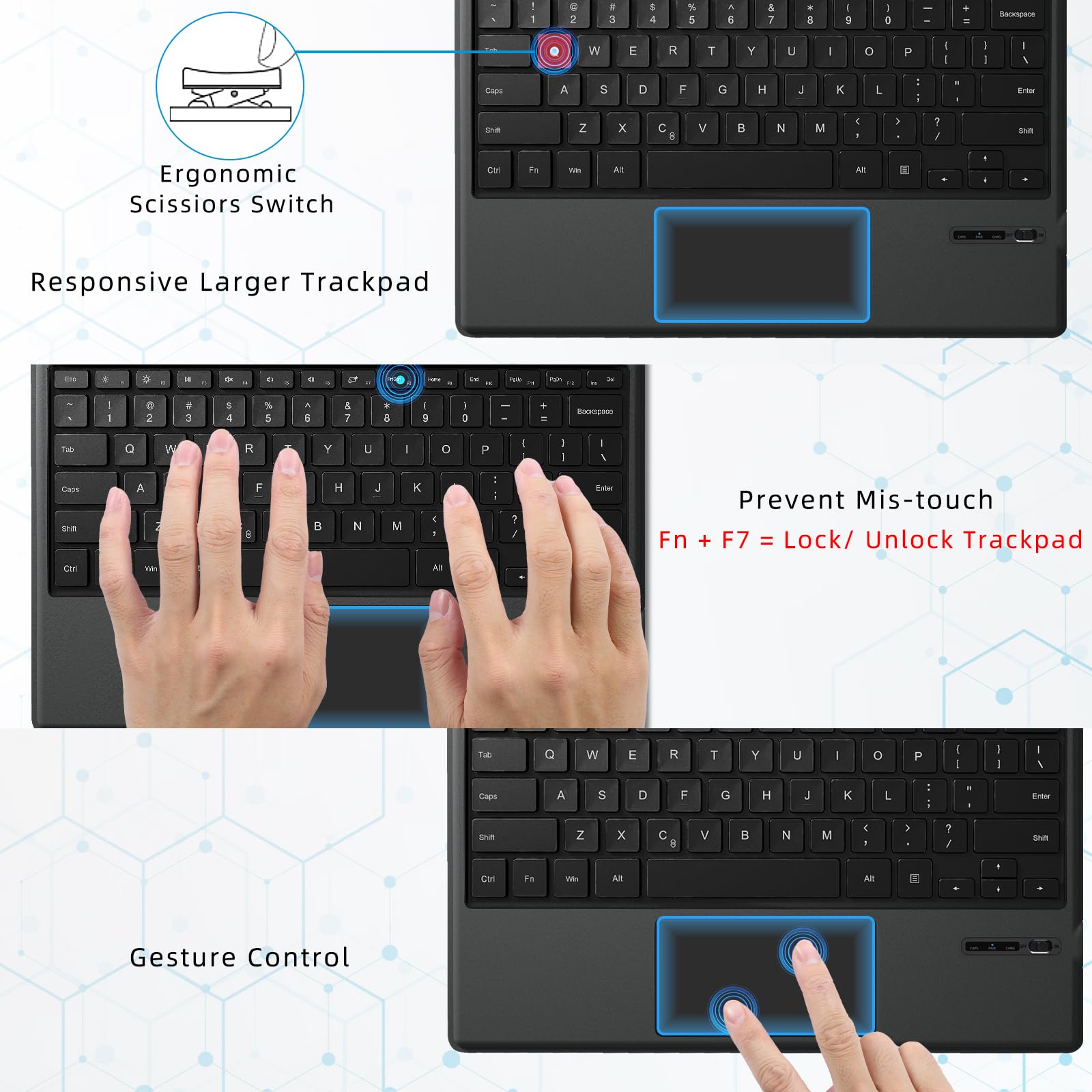 Qulose Surface Pro Keyboard, Bluetooth Keyboard With Precision Trackpad For Microsoft Surface Pro 7 Plus/Pro 7 / Pro 6 / Pro 5 /