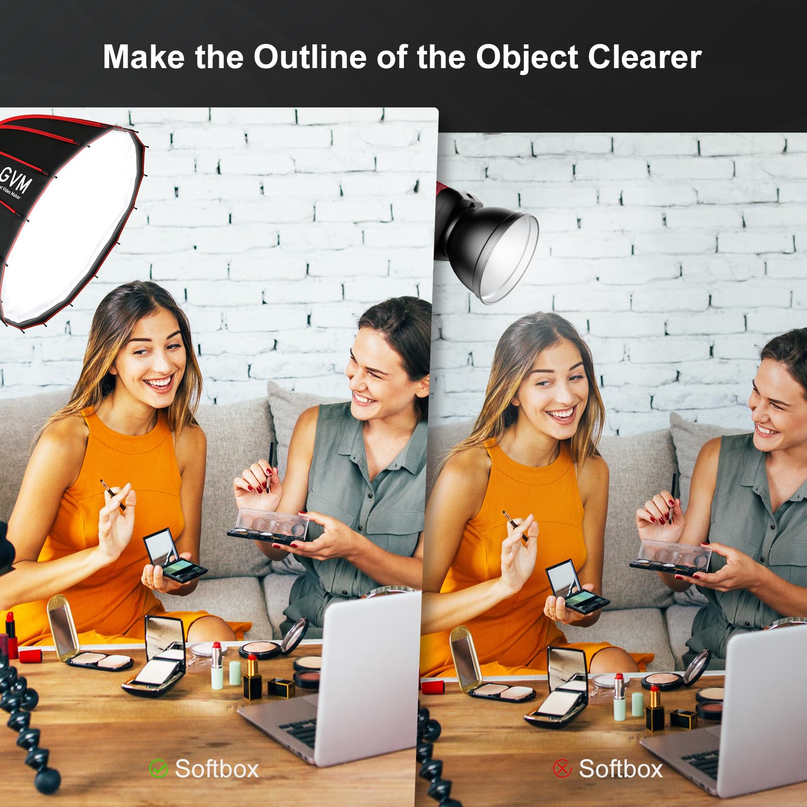 Gvm 300W Led Video Light Kit With Softbox, Cri97+ Photography Lighting For Video Recording With Bowens Mount, 65000Lux/M Studio