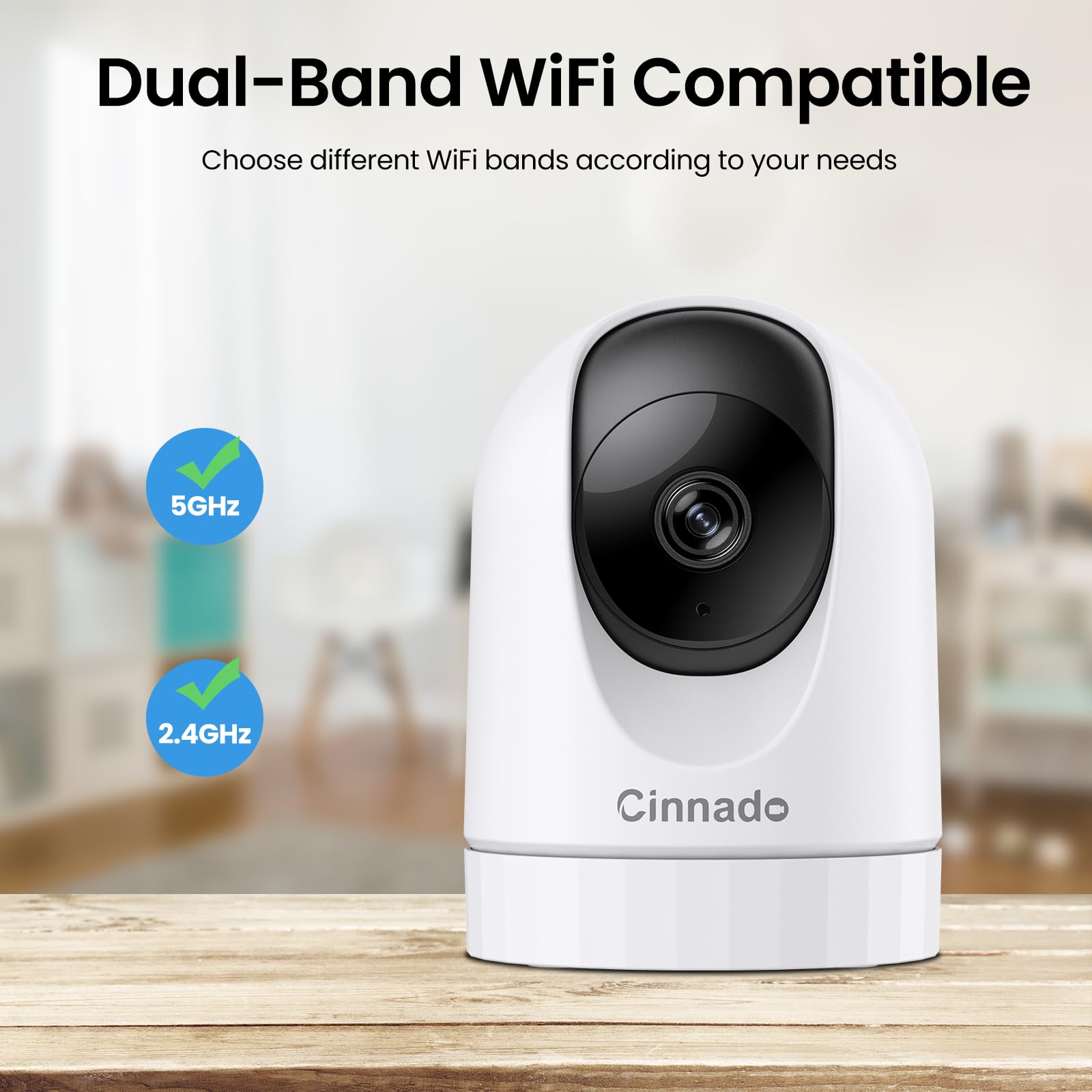 Cinnado 5Mp Security Camera Indoor 5G/2.4G Dual Wifi Cameras For Home Security With Audio And Video Ideal For Pet/Nanny/Baby Mon