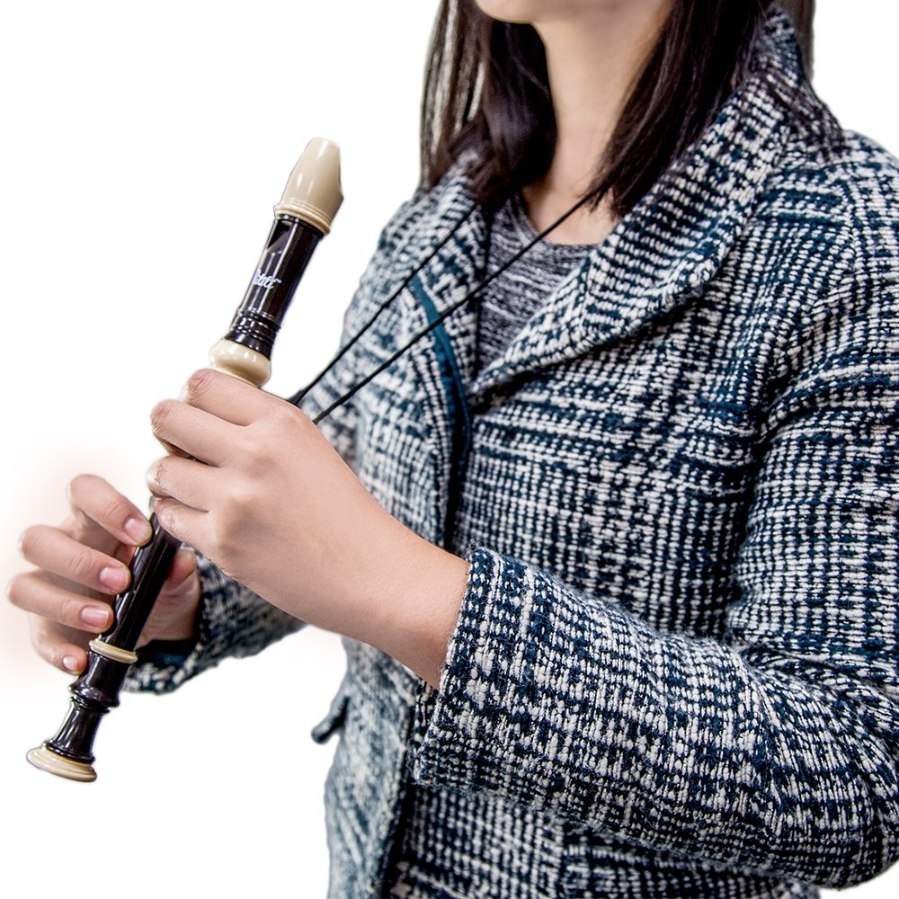 Paititi Soprano Recorder 8 Hole With Cleaning Rod + Carrying Bag, Transparent Pink Color, Key Of C