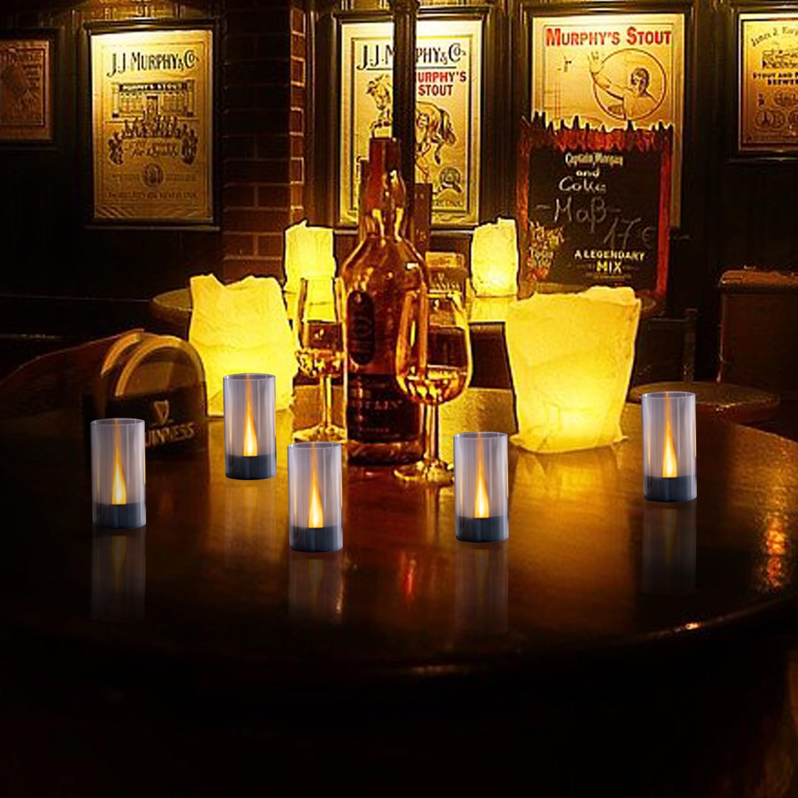 Lanker Flameless Candles, Battery Operated Led Pillar Candles, D1.5 X H3 Inch, Romantic Flickering Warm Yellow Long Flame Effect