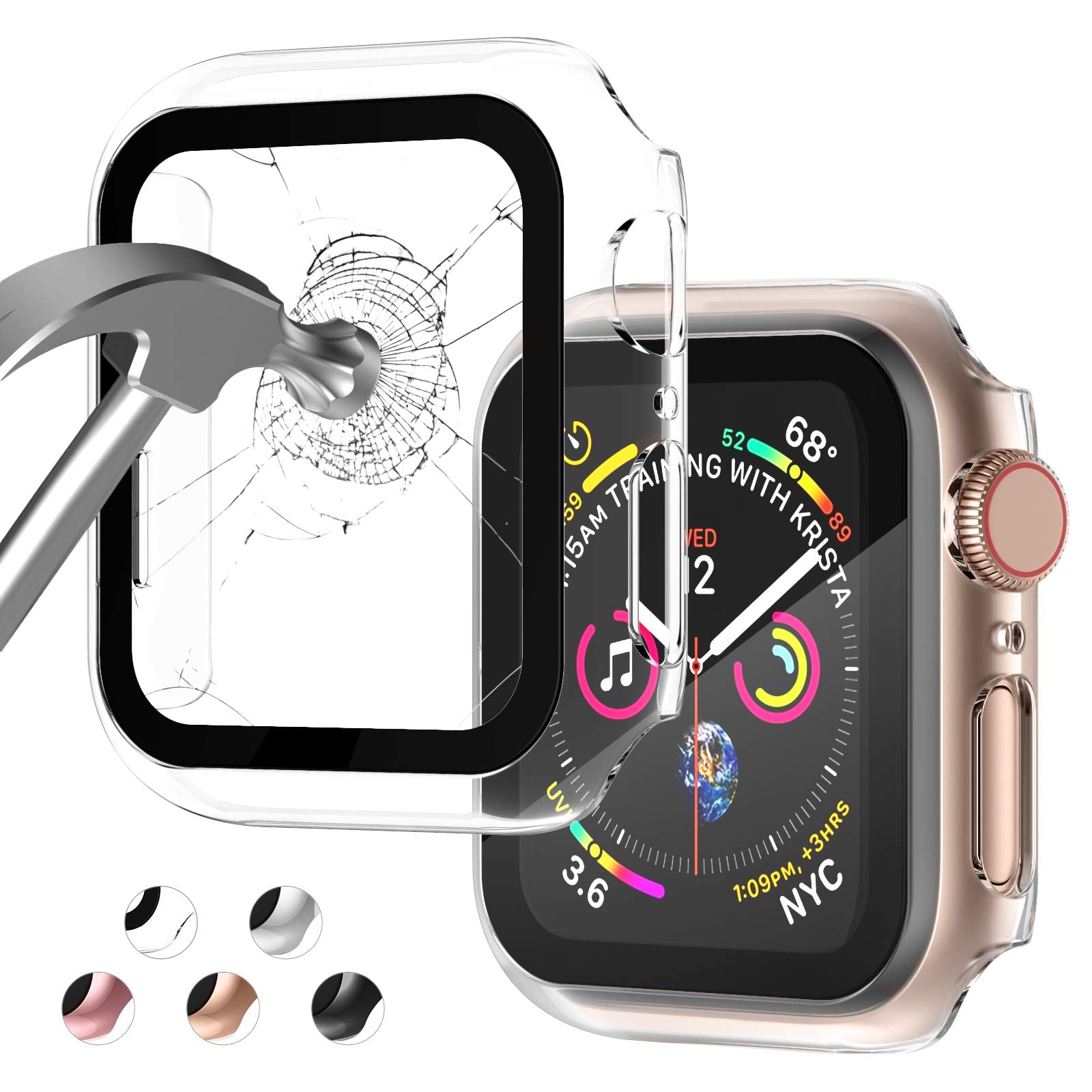 Case Compatible with Apple Watch 42MM Series 3/2/1/ with Built-in Tempered Glass Screen Protector, All-Around Ultra-Thin Bumper 
