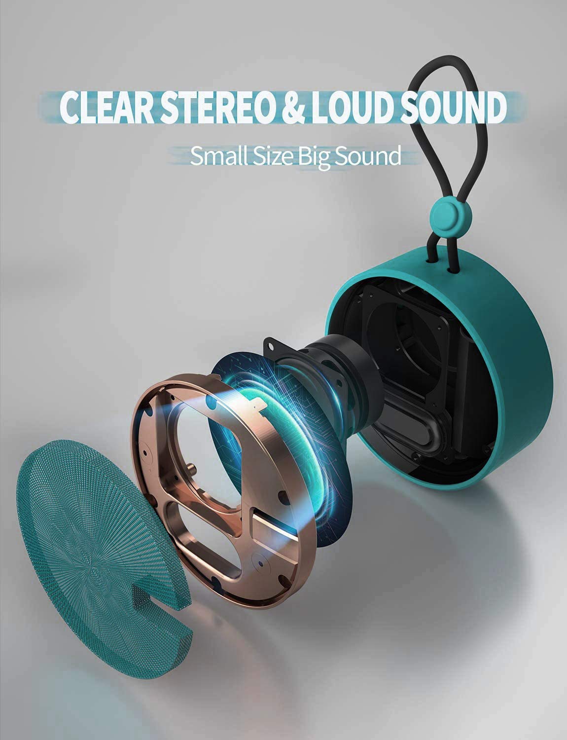 Insmy C12 Ipx7 Waterproof Shower Bluetooth Speaker, Portable Small Speaker, Speakers Bluetooth Wireless Loud Clear Sound, Suppor