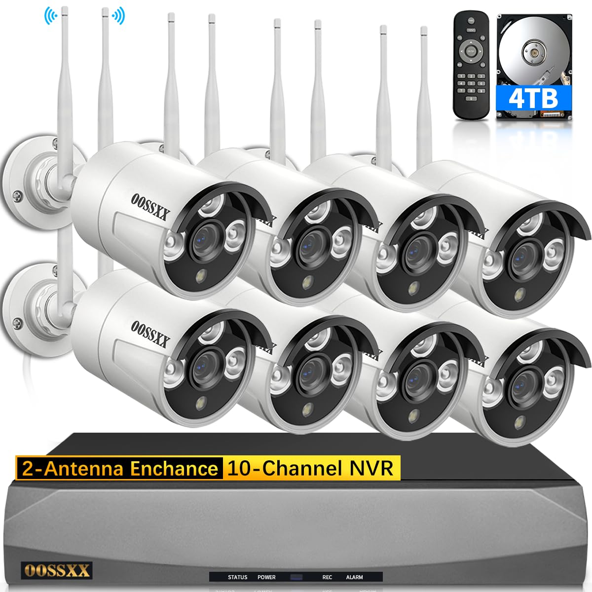 (Dual Antennas For Wifi Enhanced & 60 Days Storage) Ai Human Detected 2K 3.0Mp Wireless Security Camera System,Oossxx 10 Channel Nvr Hd Outdoor Home Surveillance Wifi Cameras Systems