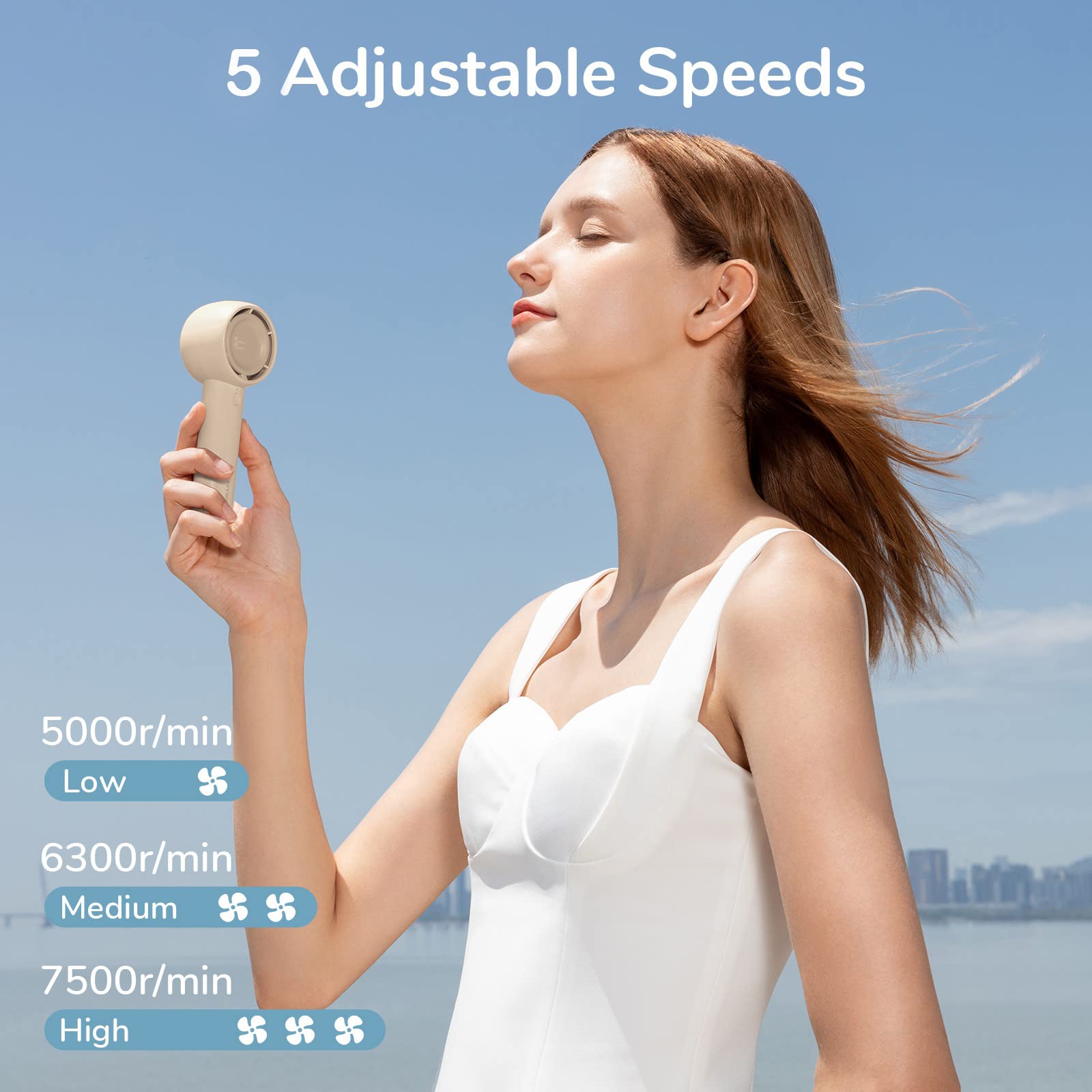 Jisulife Portable Handheld Fan, Bladeless Mini Fan, Personal Small Hand Fan With 4500Mah, 18H Max Cooling Time, Usb Rechargeable