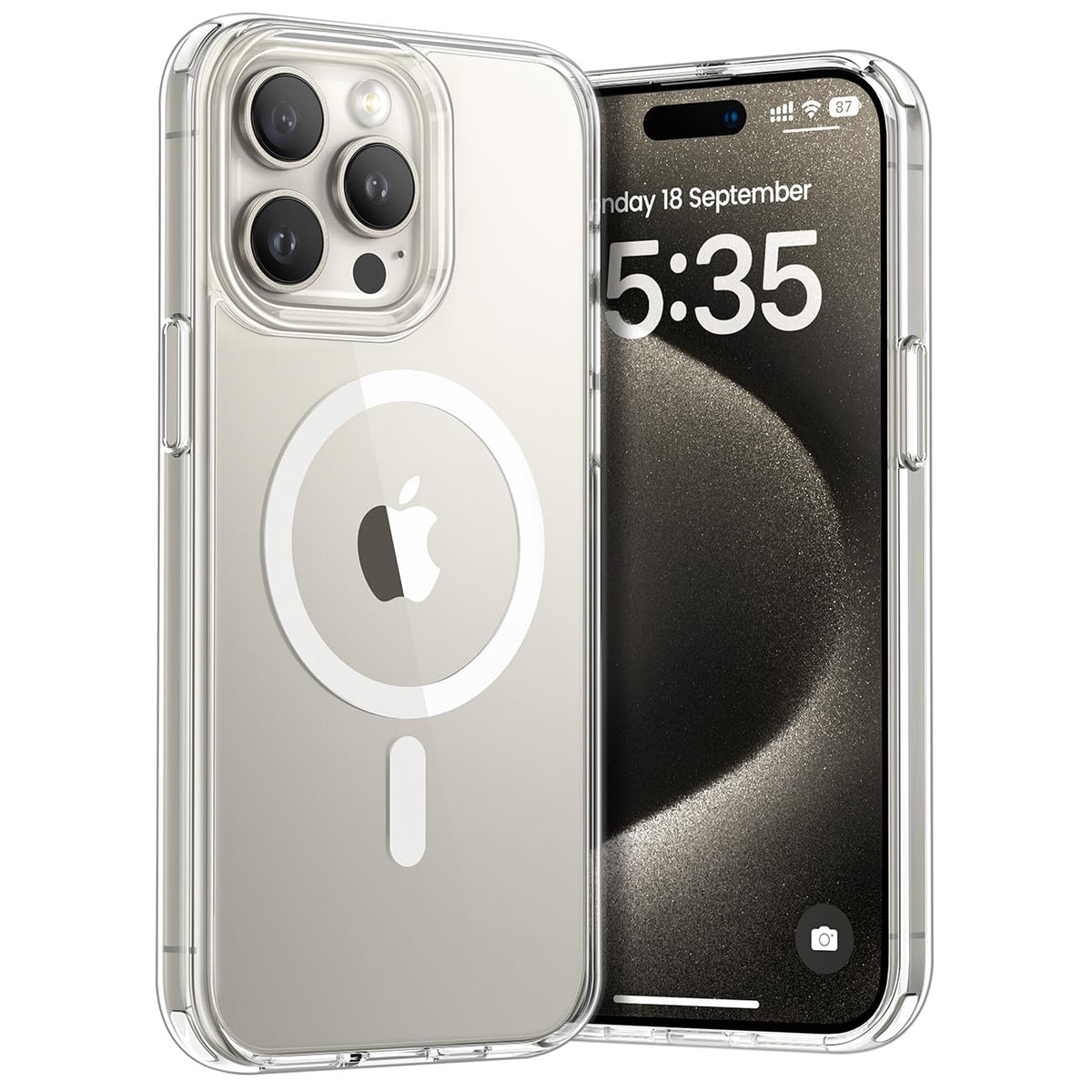 Lamicall Magnetic Case For Iphone 15 Pro Max, For Magsafe   [Clear & Anti Yellow][Military Grade Drop Protection][Scratch Resist
